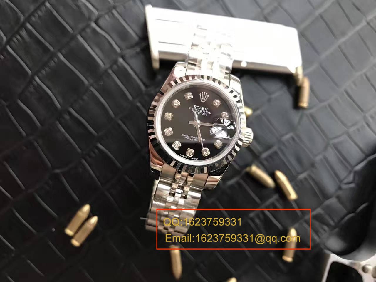 【台湾 Factory  Perfect  High quality  Replica Watches 】 Rolex 女装  Datejust 系列179174黑盘镶钻女士 wrist watches  / RB0170