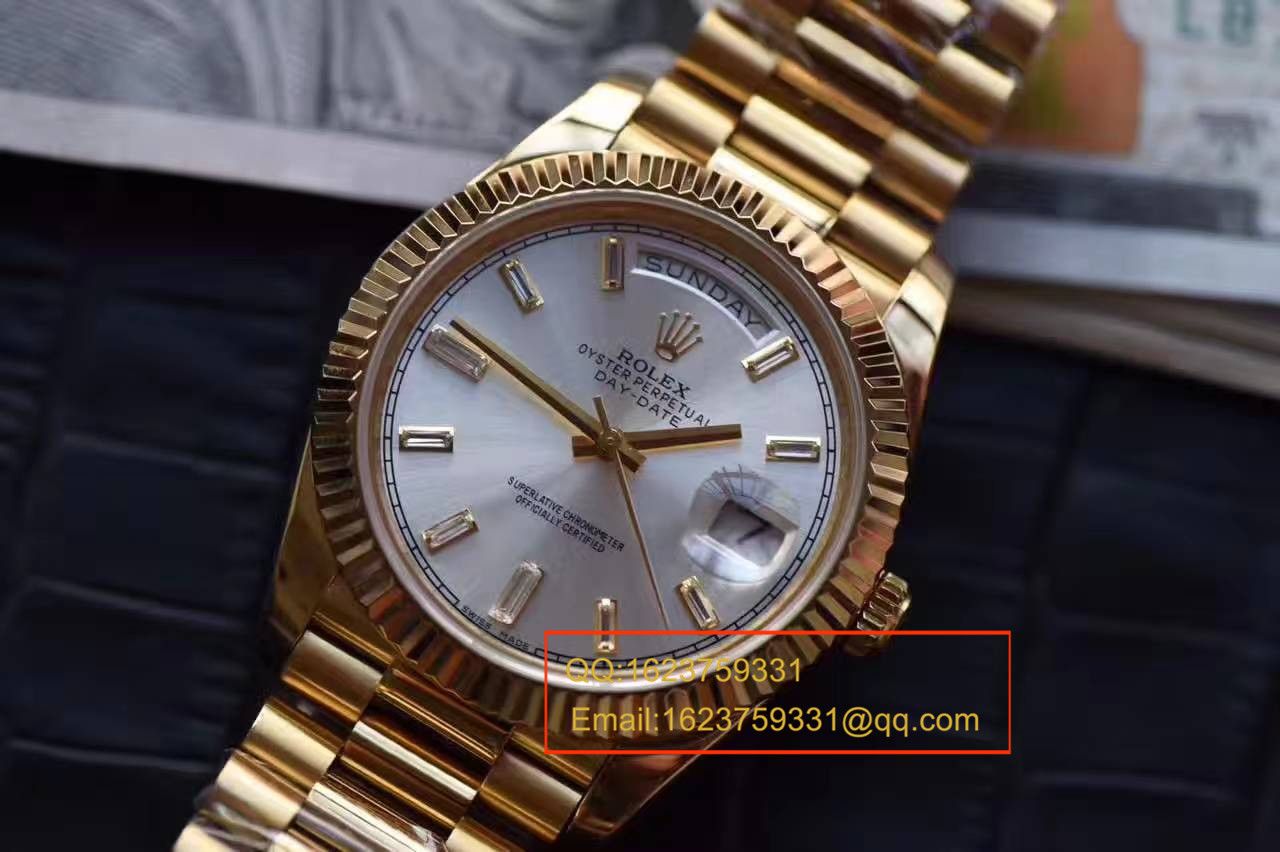 【台湾 Factory  Perfect  High quality  Replica Watches 】 Rolex  Day-Date 型系列228239黑色表盘钻钉 wrist watches  / RB0180
