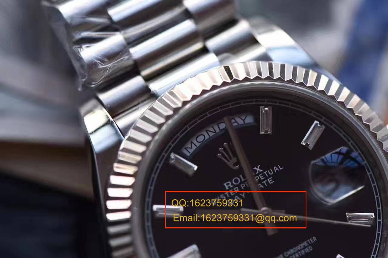 【台湾 Factory  Perfect  High quality  Replica Watches 】 Rolex  Day-Date 型系列228239黑色表盘钻钉 wrist watches  / RB0180