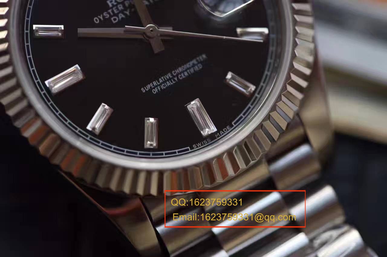 【台湾 Factory  Perfect  High quality  Replica Watches 】 Rolex  Day-Date 型系列228239黑色表盘钻钉 wrist watches  / RB0180