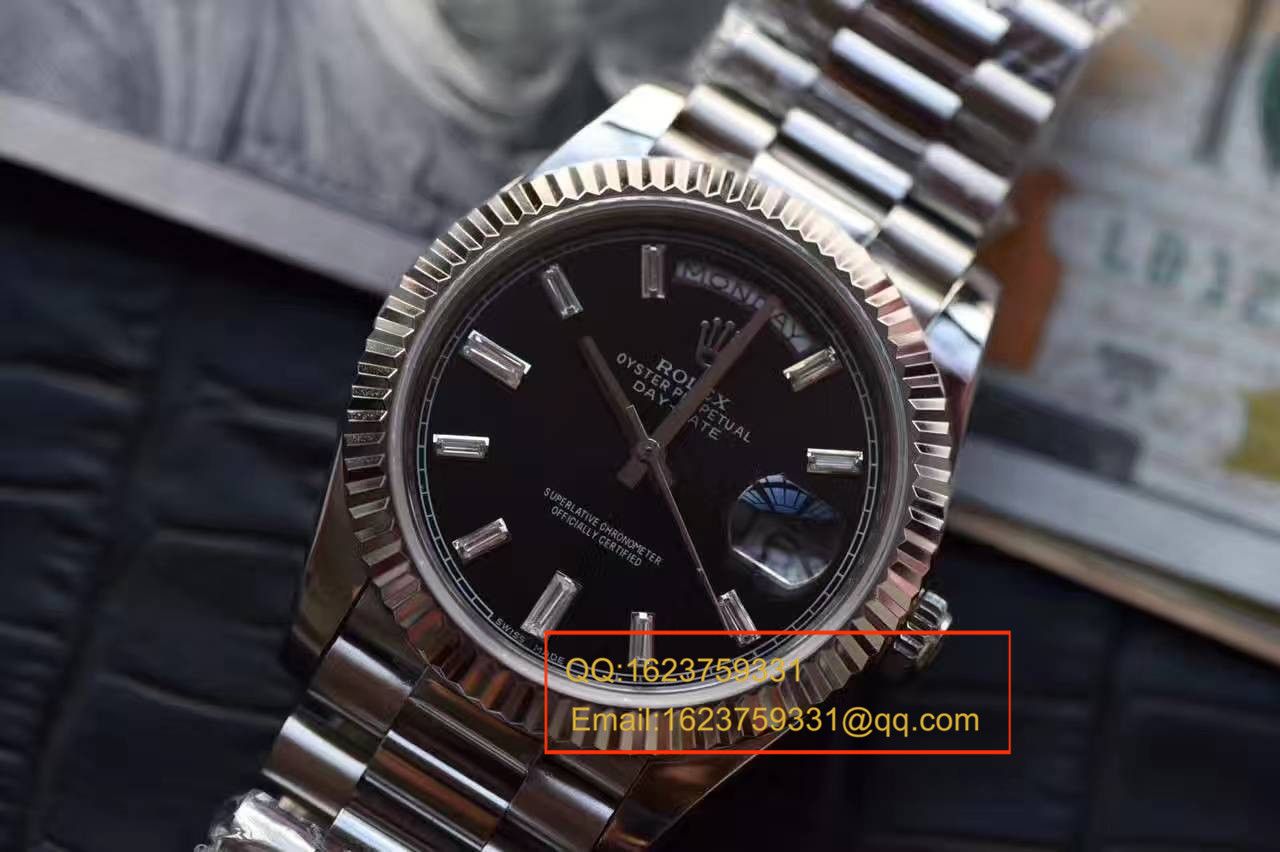 【台湾 Factory  Perfect  High quality  Replica Watches 】 Rolex  Day-Date 型系列228239黑色表盘钻钉 wrist watches  / RB0180