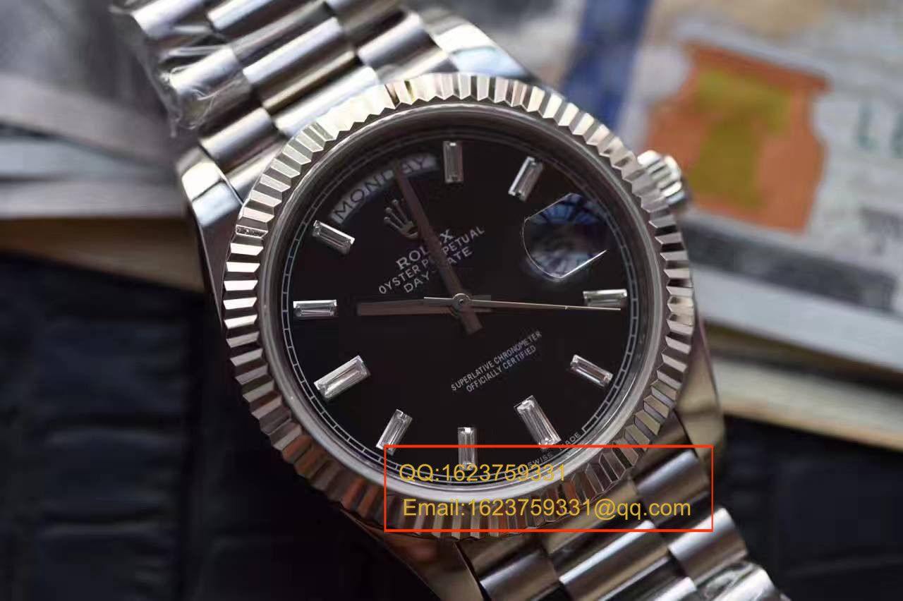 【台湾 Factory  Perfect  High quality  Replica Watches 】 Rolex  Day-Date 型系列228239黑色表盘钻钉 wrist watches  / RB0180