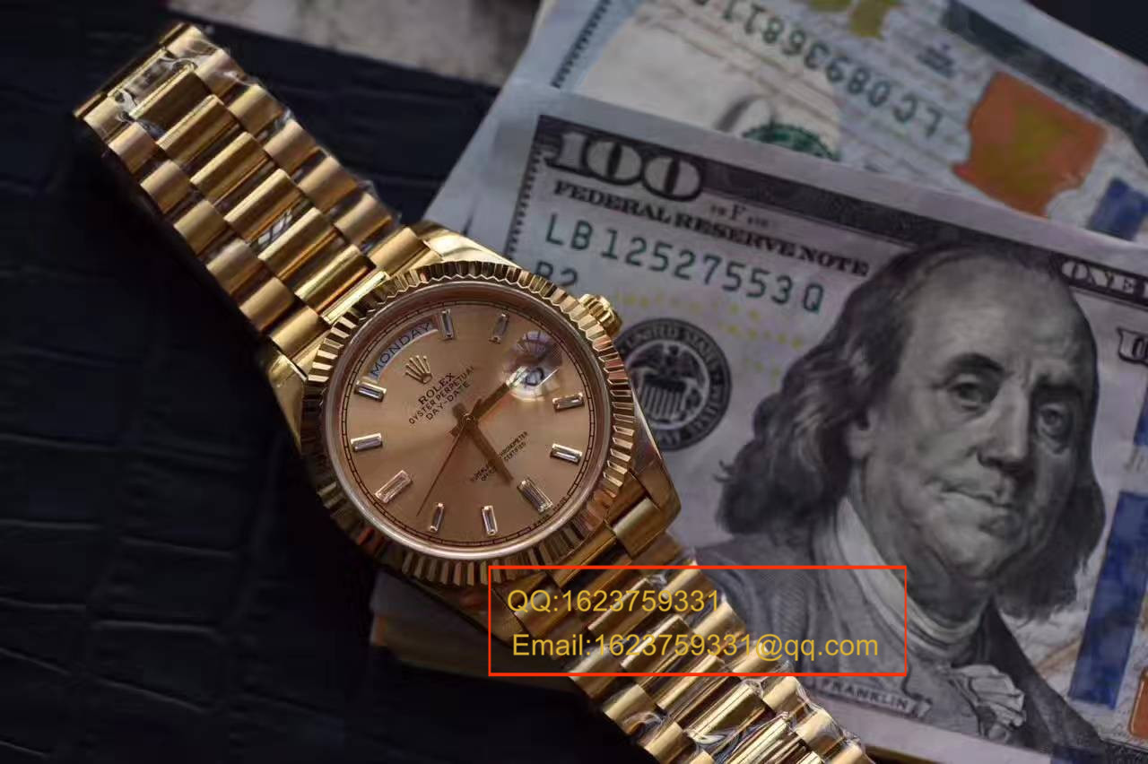 【台湾 Factory  Perfect  High quality  Knockoff  Watches 】 Rolex  Day-Date 型系列228238香槟色表盘钻钉 wrist watches  / RBA179