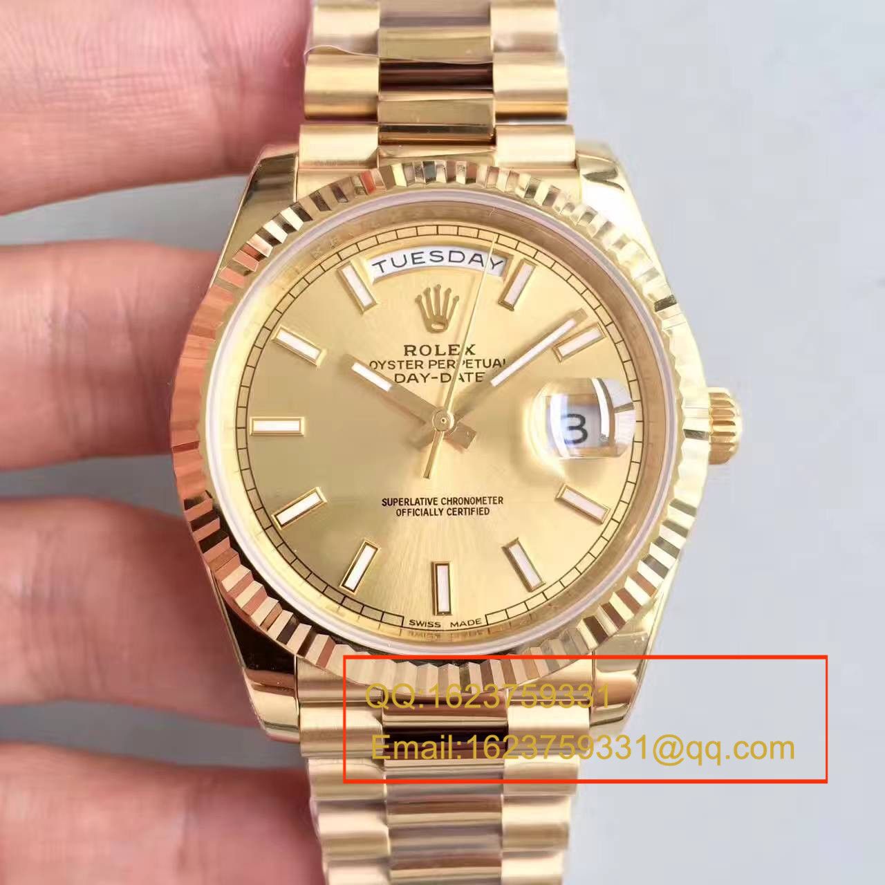 【N Factory  Perfect  Replica Copy  Watches 】 Rolex  Day-Date 型系列228238金盘 wrist watches  