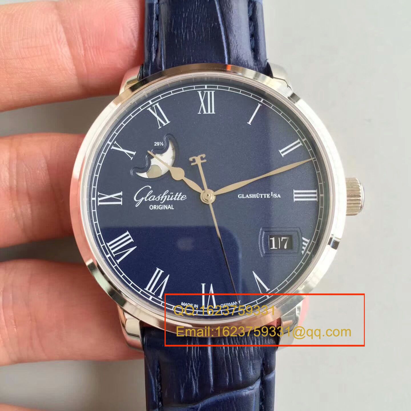 【GF Perfect  top  Replica Copy  Watches 】glashuette original原创精髓议员大日历月相系列100-04-05-12-30 wrist watches  / GLAB016