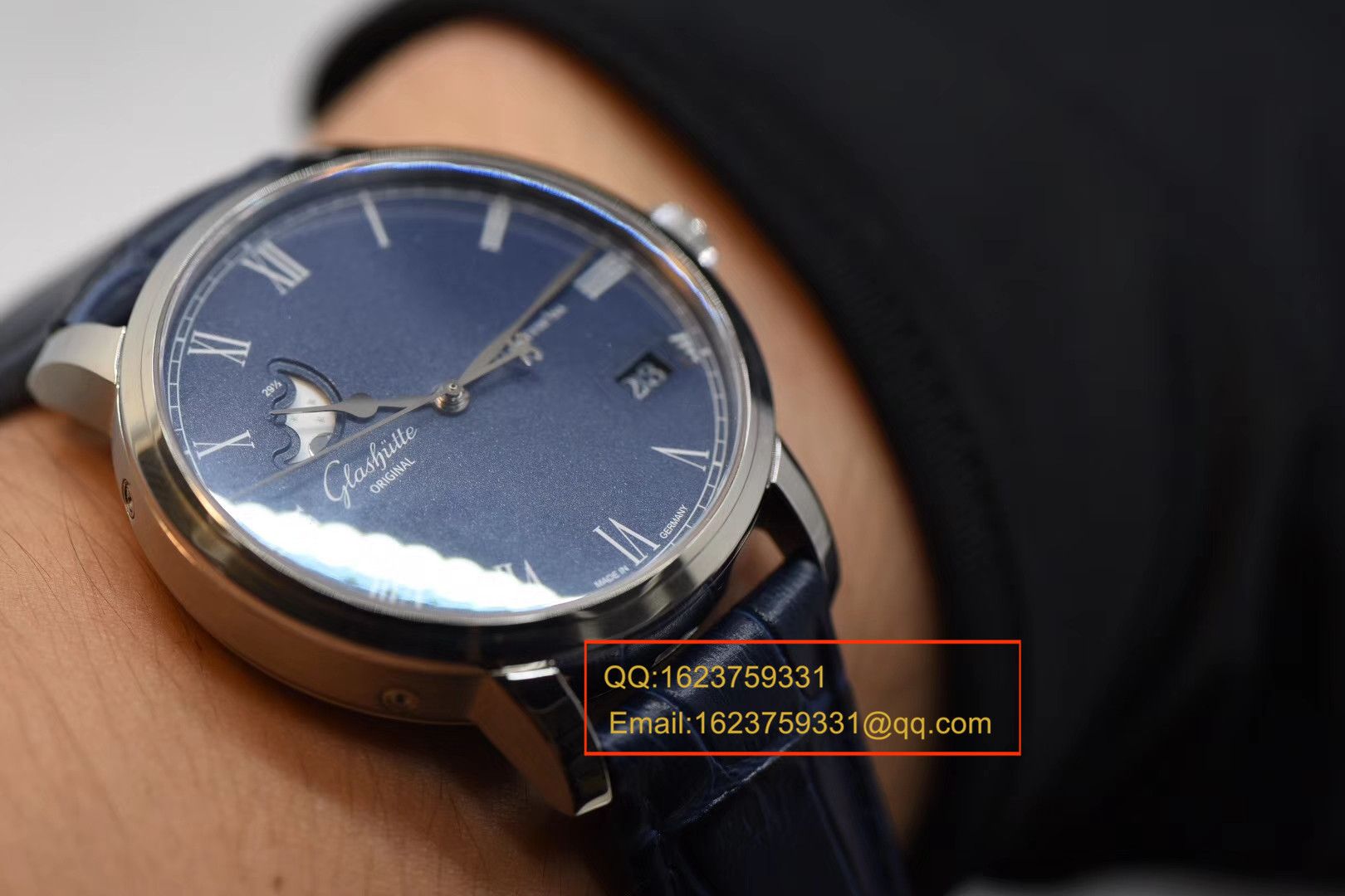 【GF Perfect  top  Replica Copy  Watches 】glashuette original原创精髓议员大日历月相系列100-04-05-12-30 wrist watches  / GLAB016