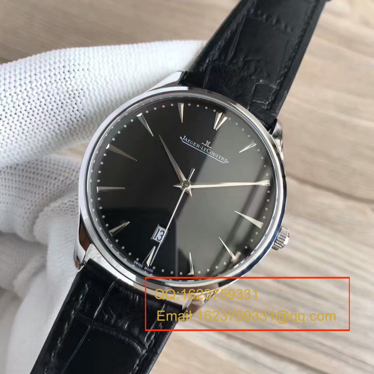 【台湾 Factory  Perfect  Replica Watches 】 Jaeger-LeCoultre 大型超薄日历大师系列男表黑面 / JJ096