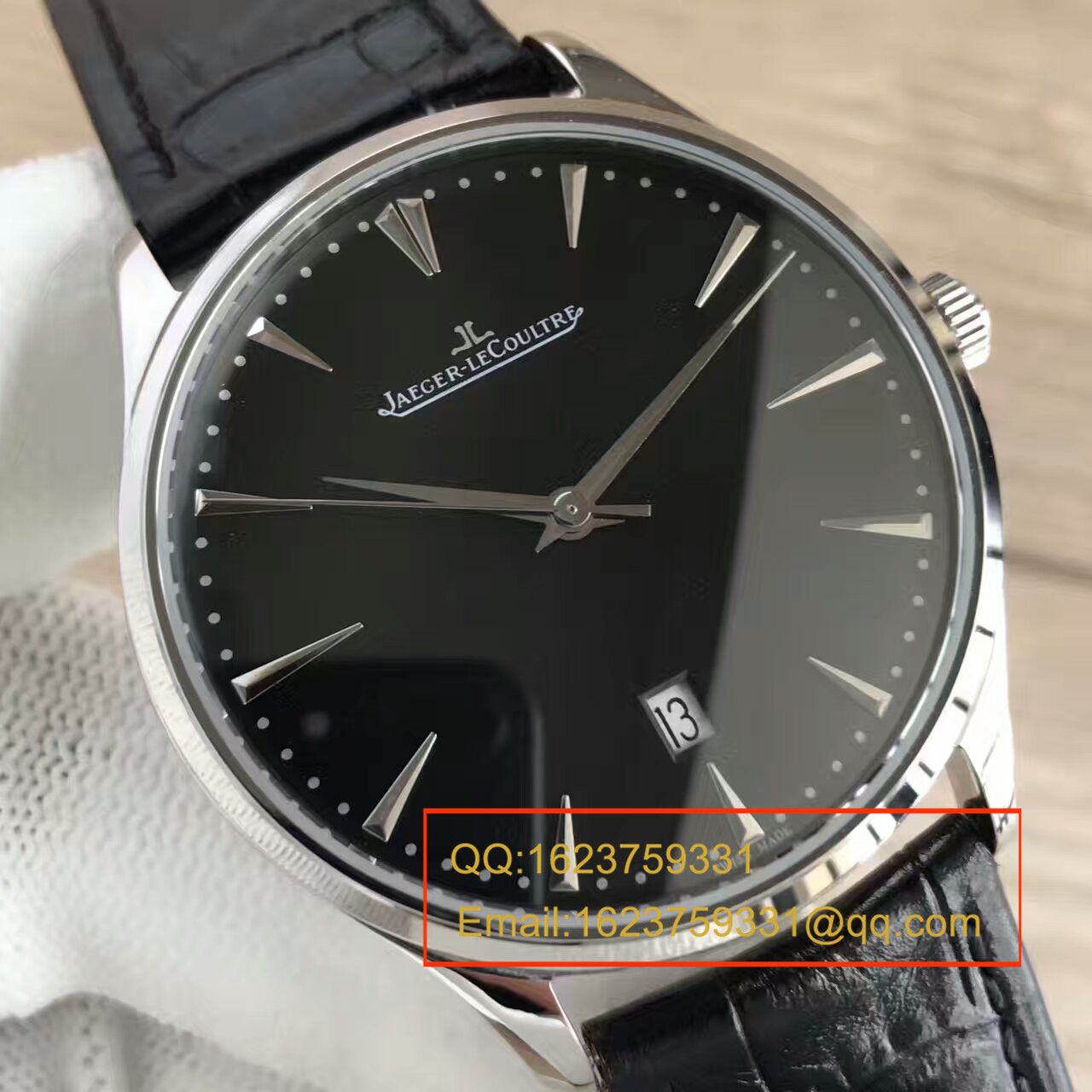 【台湾 Factory  Perfect  Replica Watches 】 Jaeger-LeCoultre 大型超薄日历大师系列男表黑面 / JJ096