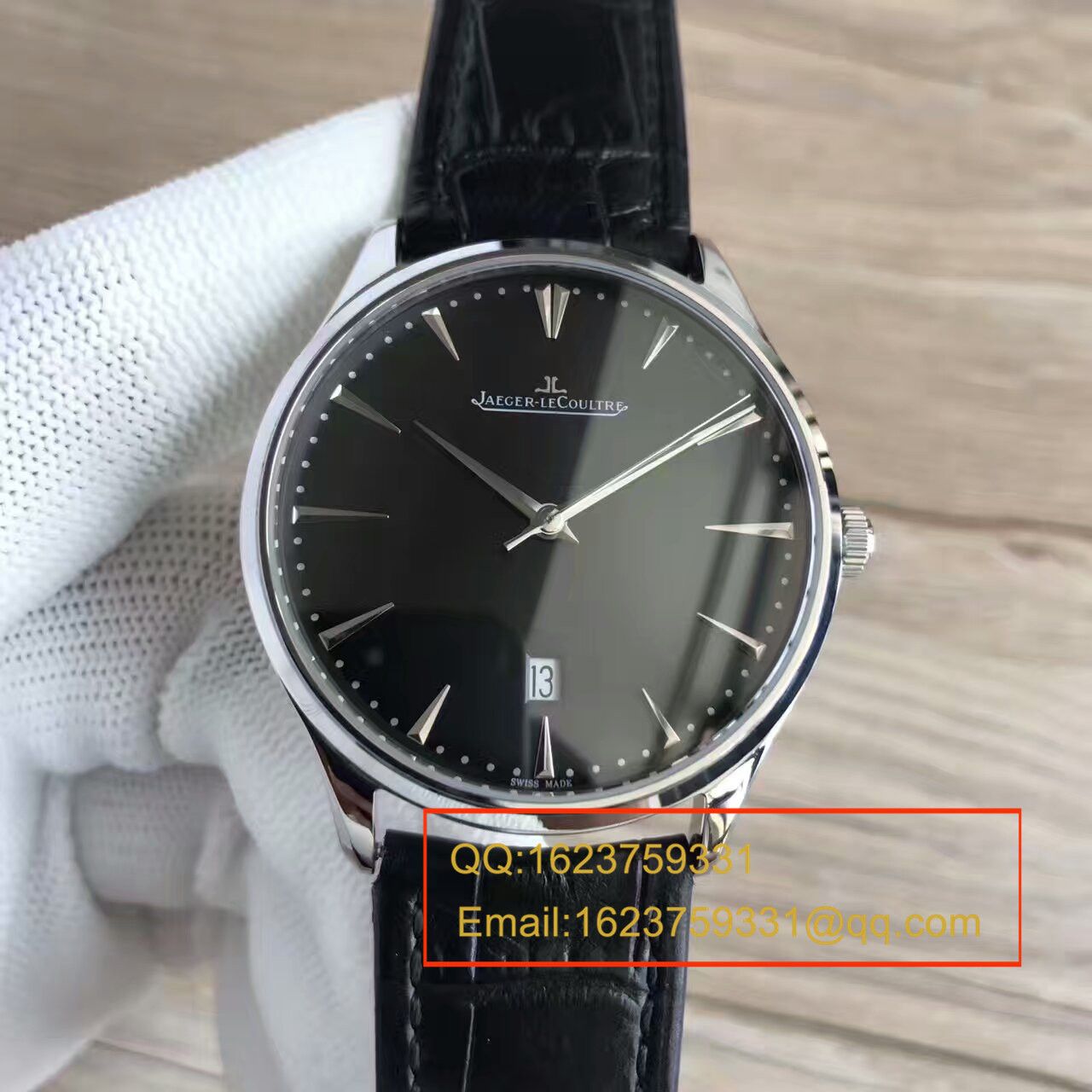 【台湾 Factory  Perfect  Replica Watches 】 Jaeger-LeCoultre 大型超薄日历大师系列男表黑面 / JJ096
