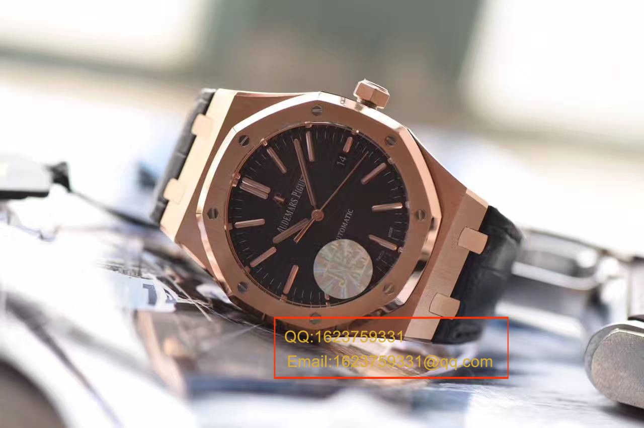 【JF Factory 1:1 Replica Copy  Watches 】Audemars Piguet 皇家橡树系列15400OR.OO.D002CR.01 wrist watches 《真皮 watchband  款》 / AP015