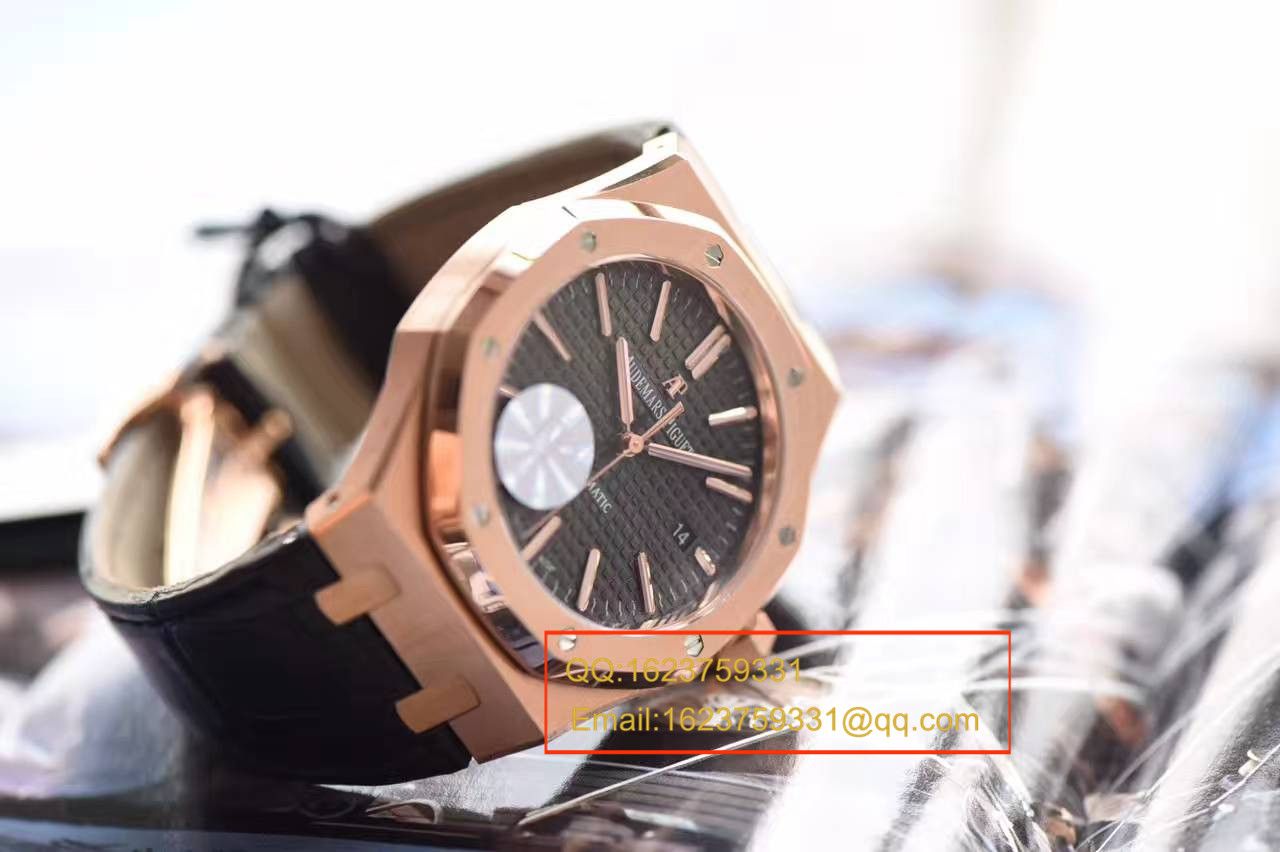 【JF Factory 1:1 Replica Copy  Watches 】Audemars Piguet 皇家橡树系列15400OR.OO.D002CR.01 wrist watches 《真皮 watchband  款》 / AP015