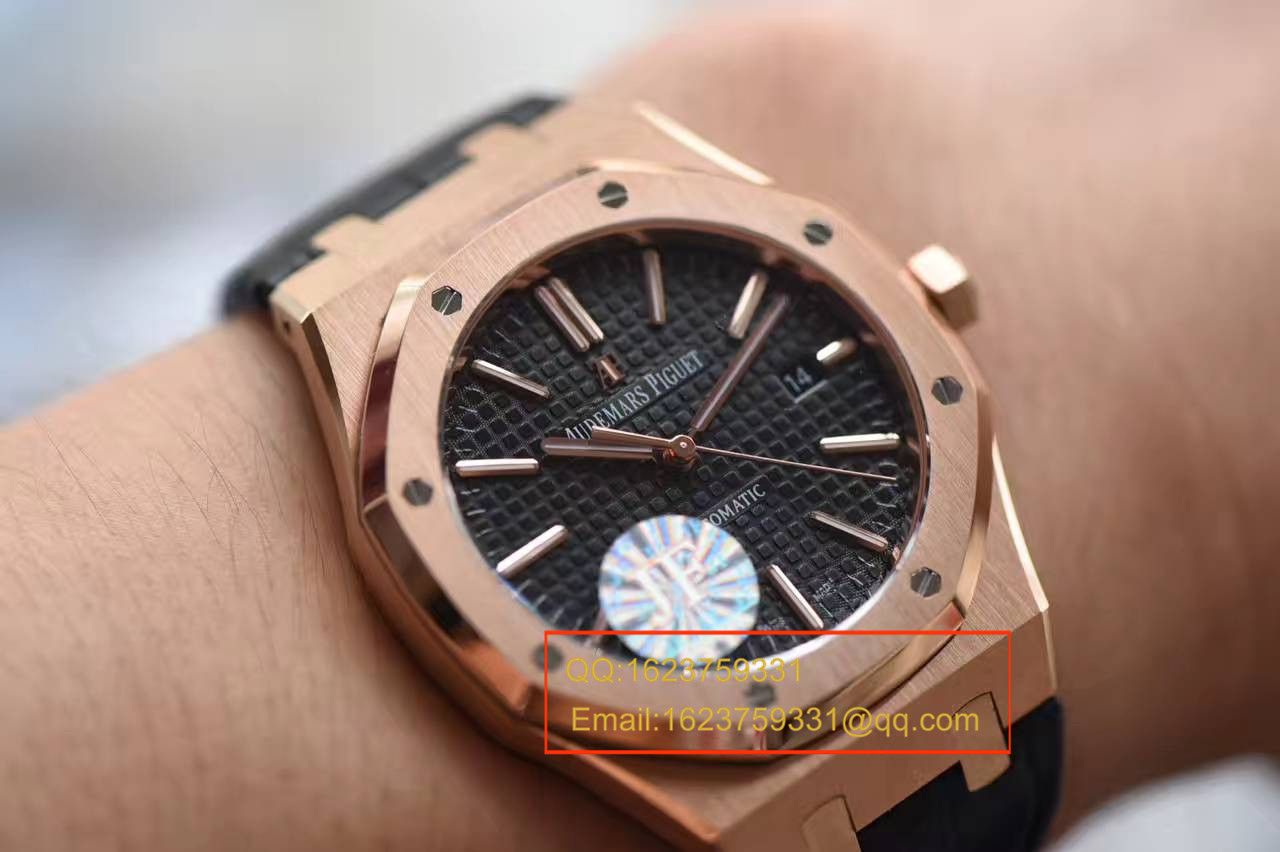 【JF Factory 1:1 Replica Copy  Watches 】Audemars Piguet 皇家橡树系列15400OR.OO.D002CR.01 wrist watches 《真皮 watchband  款》 / AP015