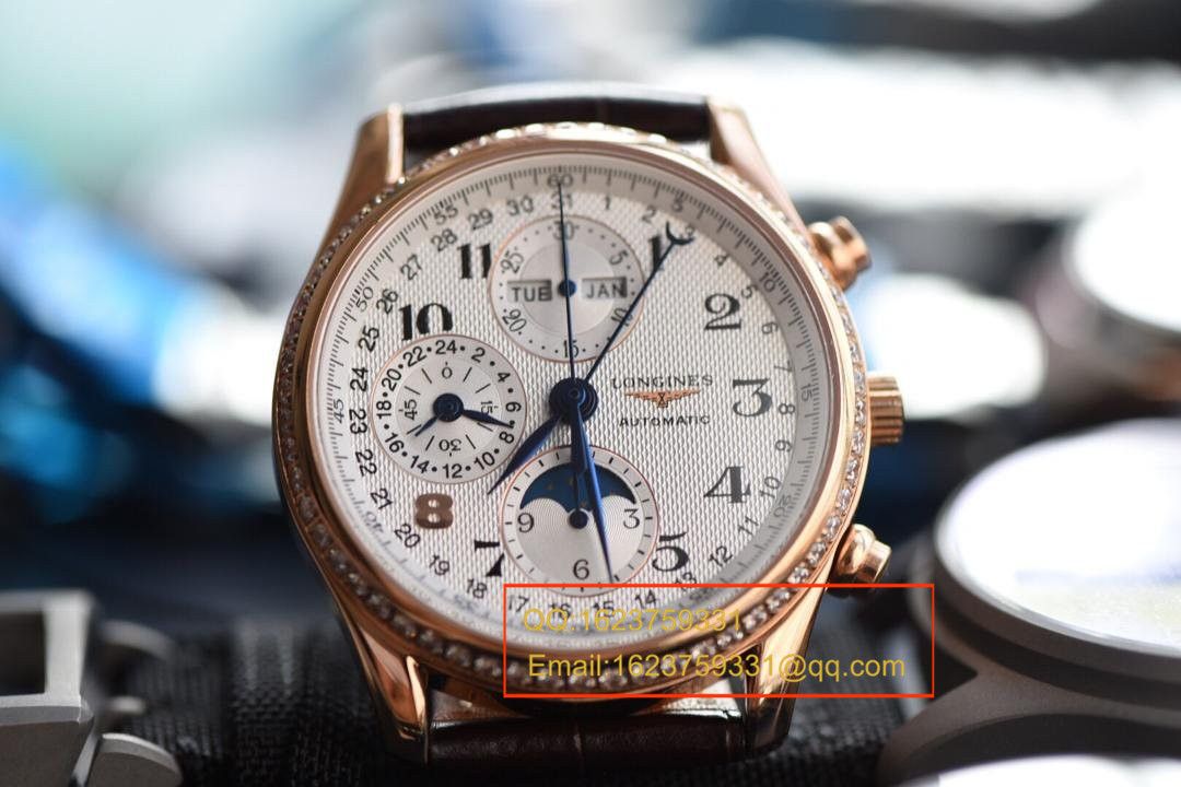 【视频解析】 Longines 名匠 Replica Copy 旗舰版本八针月相土豪金版本 wrist watches 《表圈镶钻》 / L066