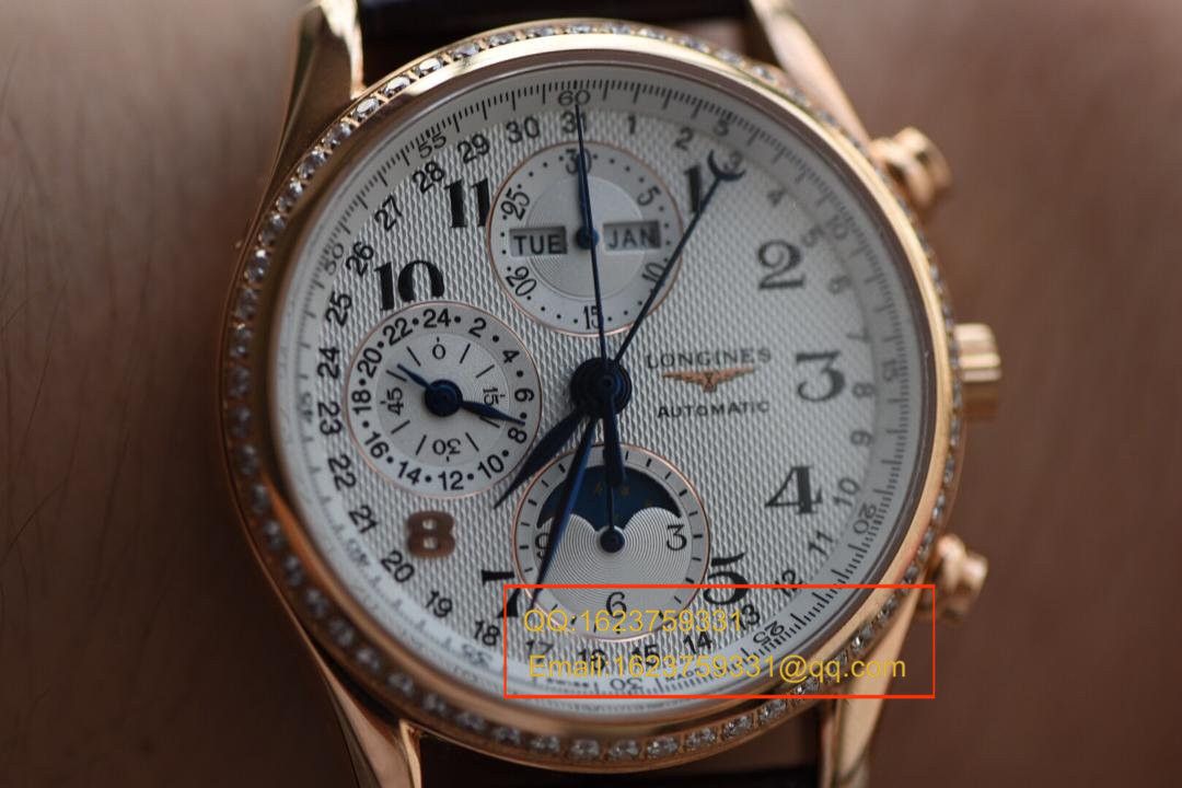 【视频解析】 Longines 名匠 Replica Copy 旗舰版本八针月相土豪金版本 wrist watches 《表圈镶钻》 / L066