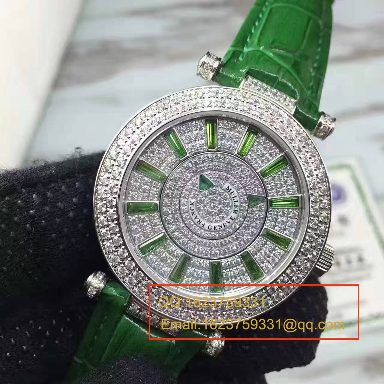 法兰克.穆勒DOUBLE MYSTERY系列42 DM D2R CD 白盘绿色 watchband  女士 wrist watches  / FLBF015
