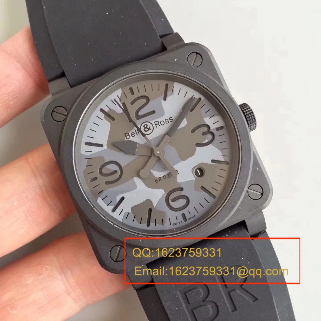 【BR1:1 top  Knockoff  Watches 】 Bell & Ross AVIATION系列 BR 03-92 BLACK CAMO wrist watches  / BLS011