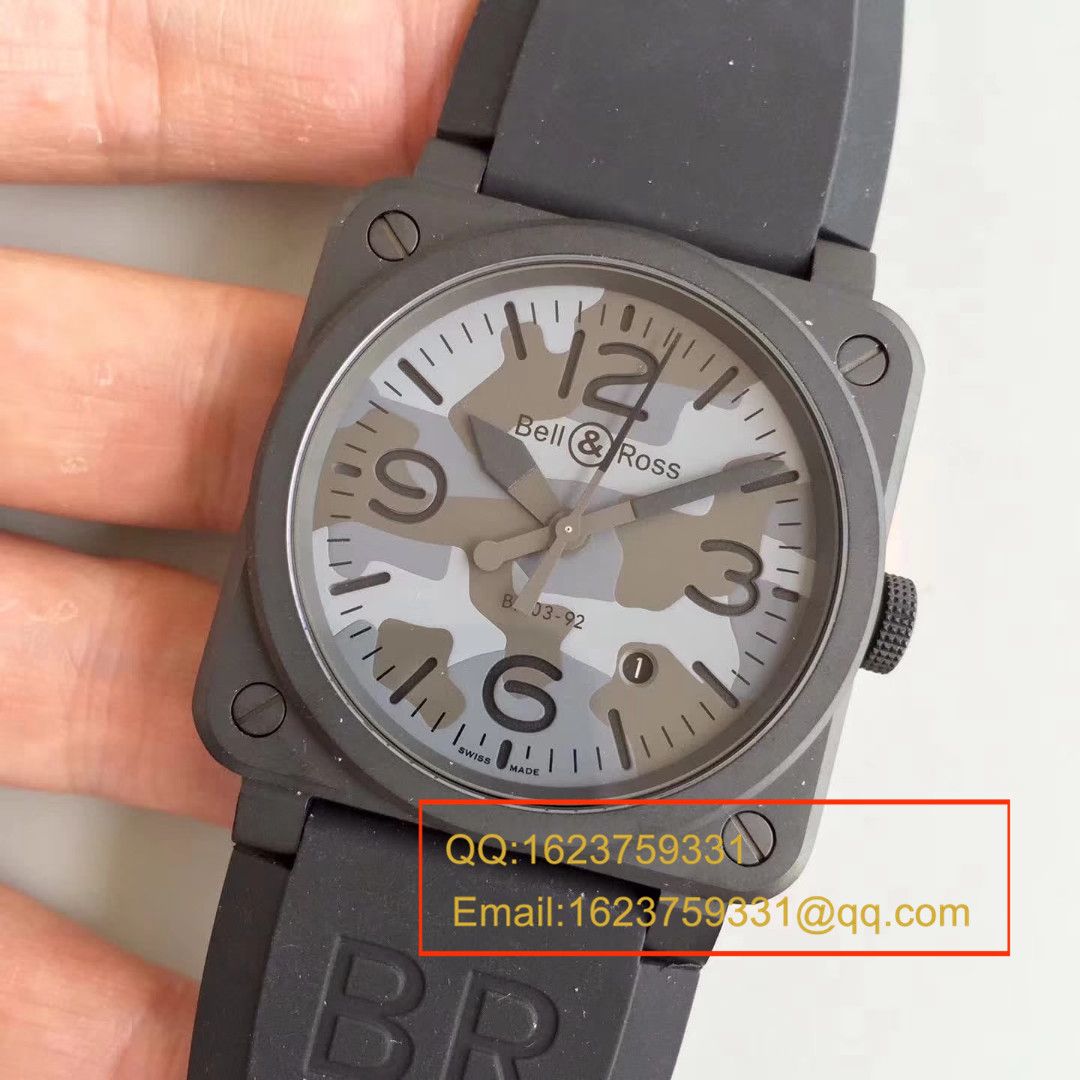 【BR1:1 top  Knockoff  Watches 】 Bell & Ross AVIATION系列 BR 03-92 BLACK CAMO wrist watches  / BLS011