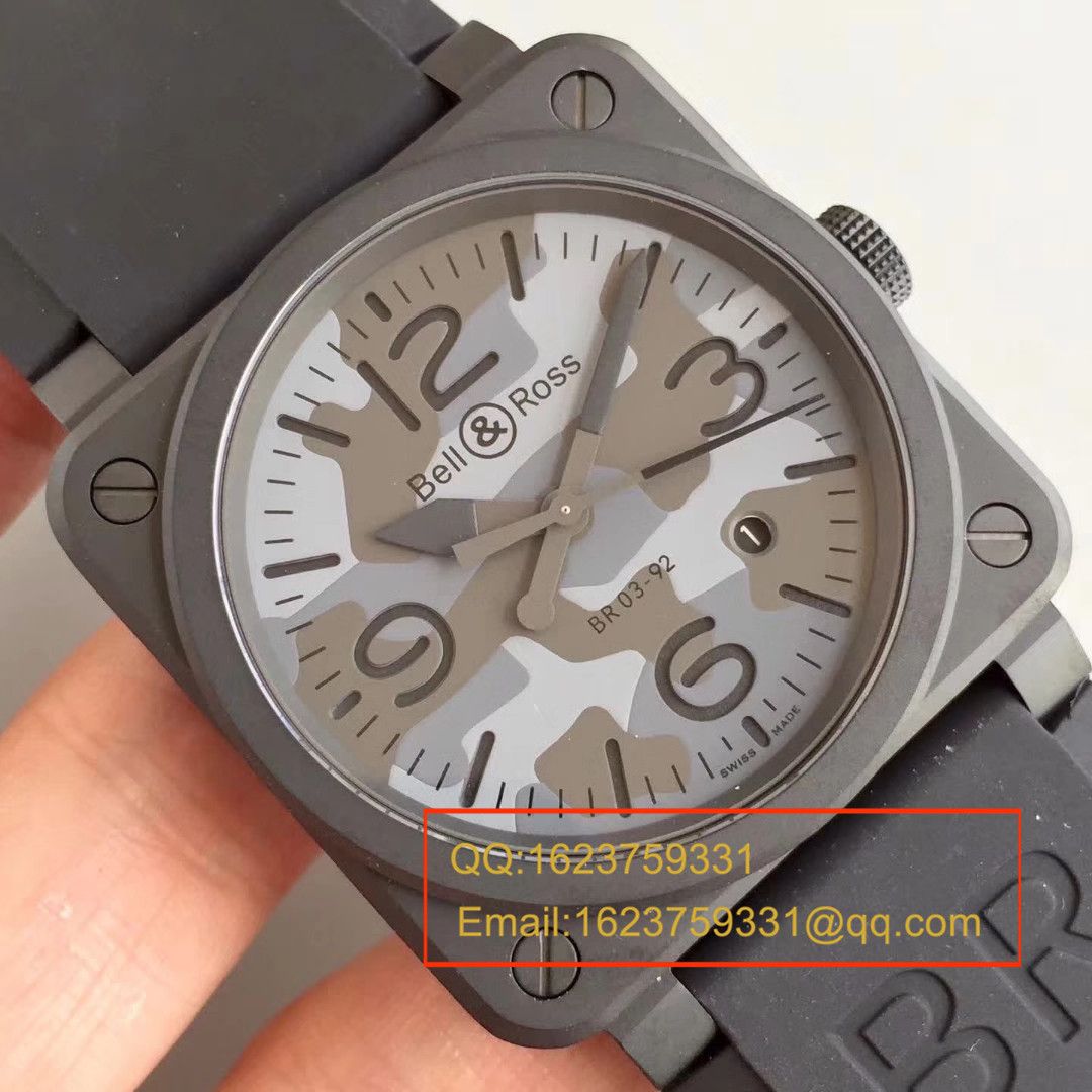 【BR1:1 top  Knockoff  Watches 】 Bell & Ross AVIATION系列 BR 03-92 BLACK CAMO wrist watches  / BLS011
