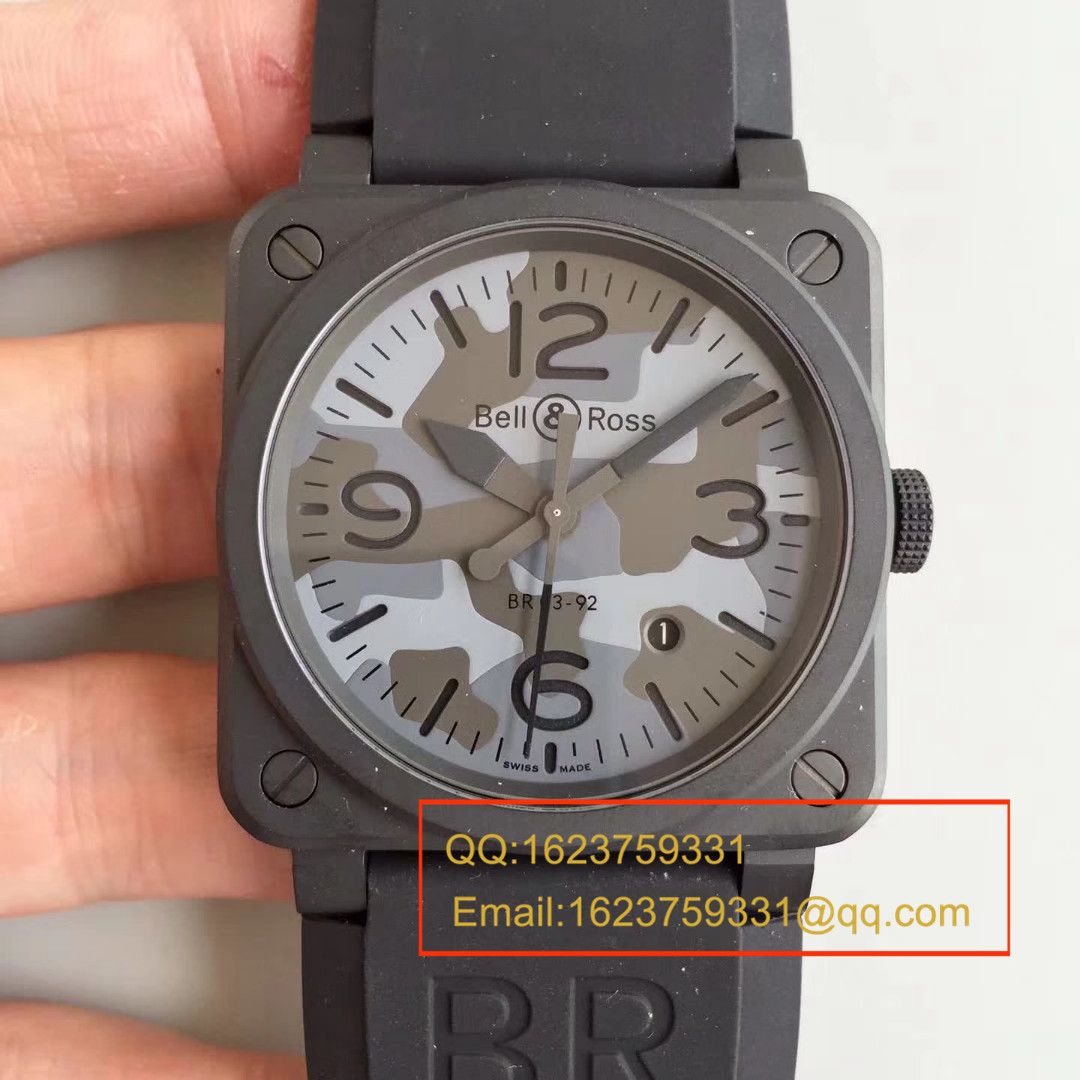 【BR1:1 top  Knockoff  Watches 】 Bell & Ross AVIATION系列 BR 03-92 BLACK CAMO wrist watches  / BLS011