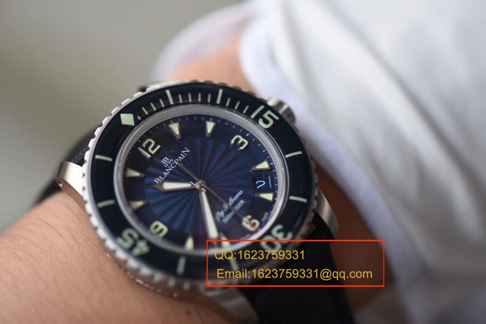 【 Video analysis ZF Perfect  High quality  Replica Watches 】Blancpain Blancpain  Fifty Fathoms 超薄 Movement 系列 5015D-1140-52B蓝面 wrist watches  / BP035