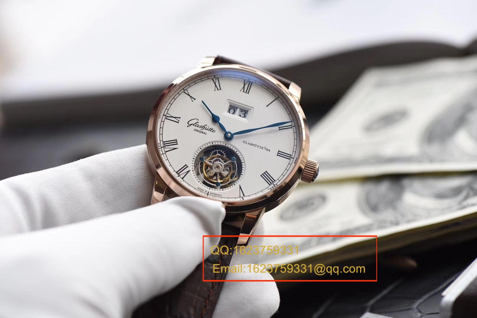 【 Video analysis TF Perfect  High quality  Replica Watches 】glashuette original原创Gelasudi Original艺术与工艺 议员 Tourbillon  wrist watches 系列金壳 / GLA051