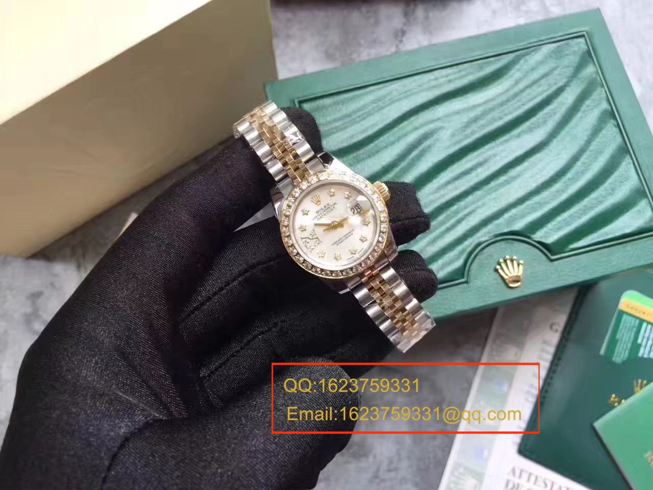 【SY Perfect  High quality  Replica Watches 】 Rolex 女装  Datejust 系列白色镶钻表盘女士 wrist watches  / R151