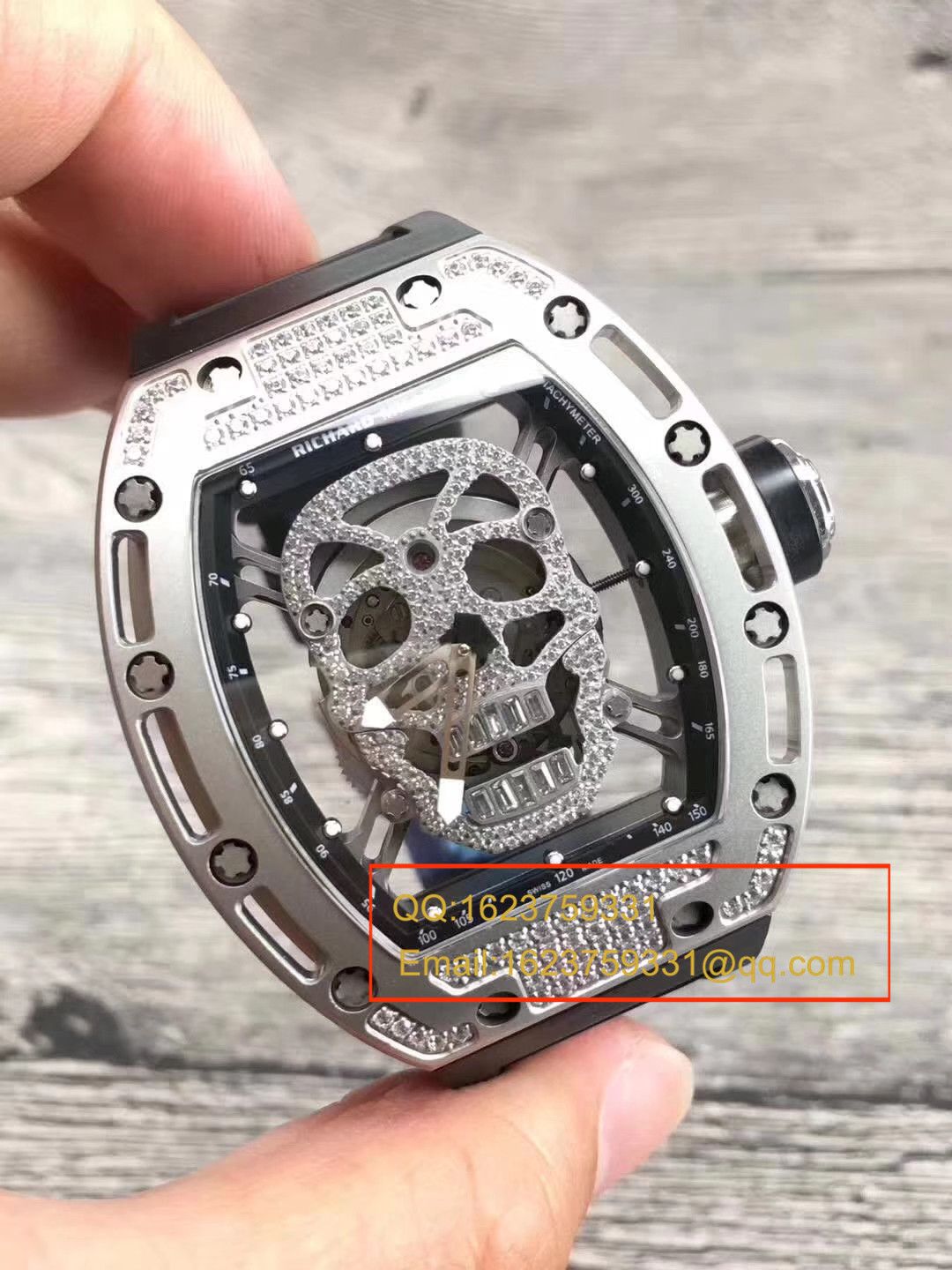 【KV Perfect  High quality  Replica Watches 】RICHARD MILLE RICHARD MILLE男士系列RM 052银色骷髅头满钻 wrist watches  / RM052C