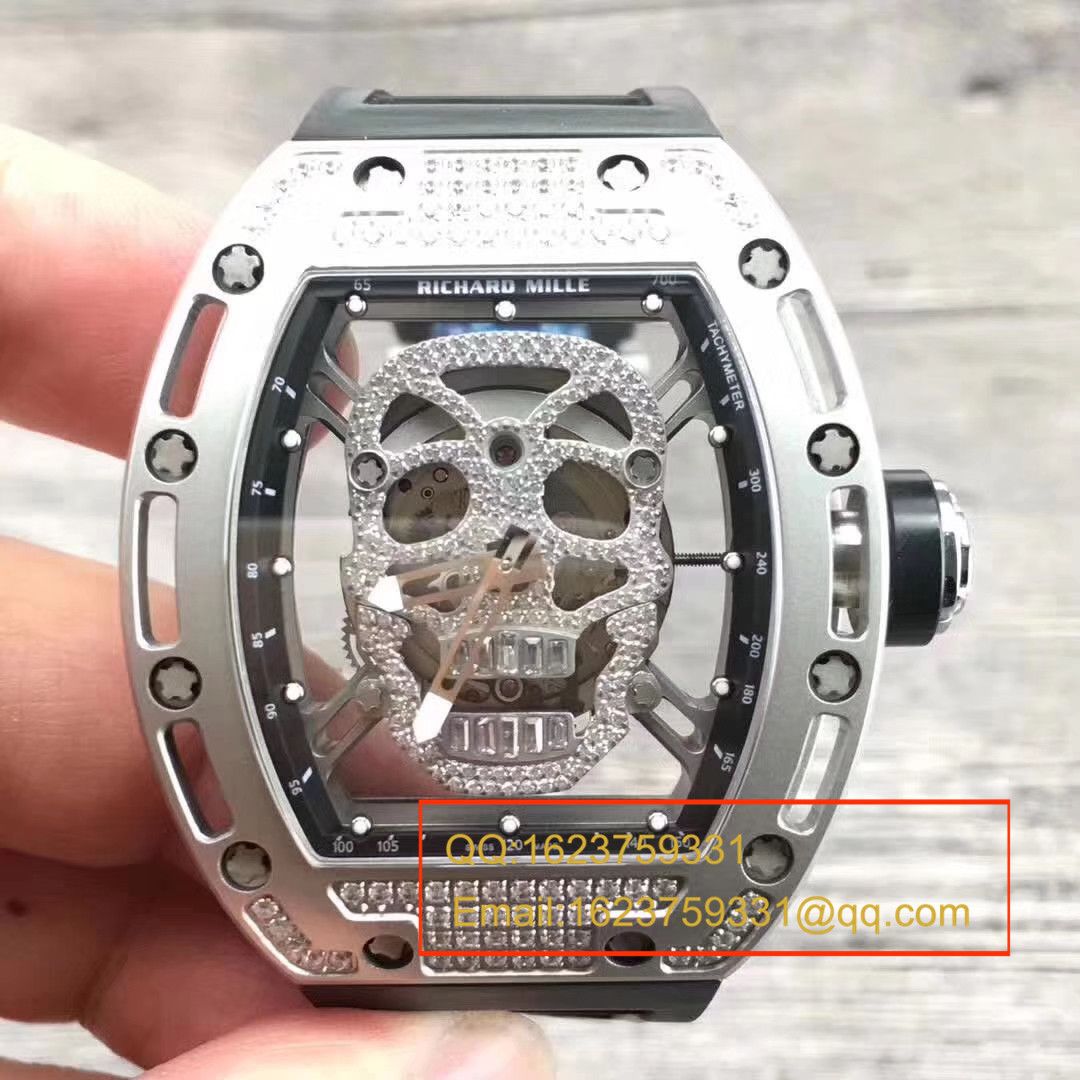 【KV Perfect  High quality  Replica Watches 】RICHARD MILLE RICHARD MILLE男士系列RM 052银色骷髅头满钻 wrist watches  / RM052C