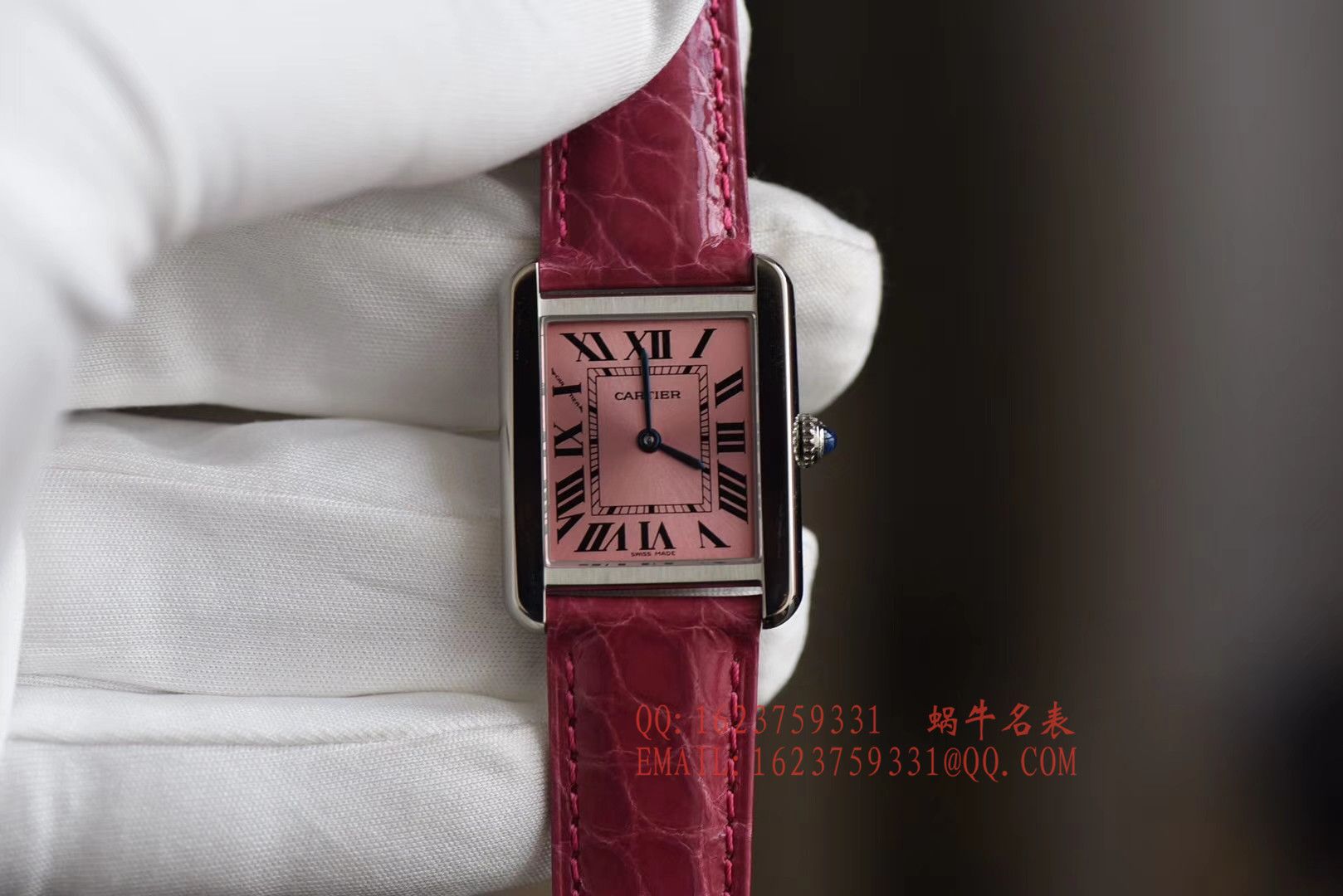 【独家视频测评K11 Factory  Perfect  High quality  Replica Watches 】 Cartier  坦克系列 W5200000 粉色女士石英 wrist watches  / KAD008