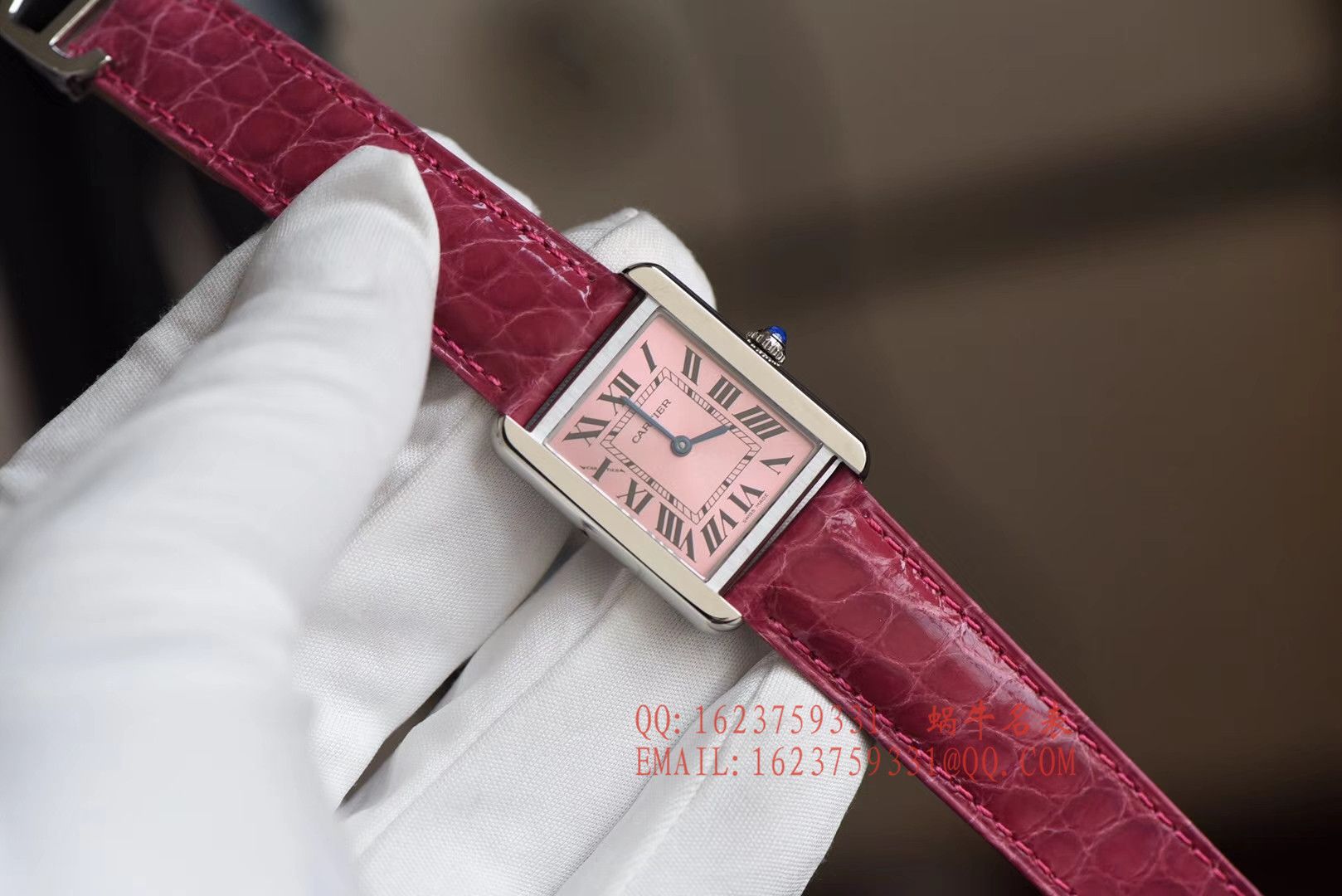 【独家视频测评K11 Factory  Perfect  High quality  Replica Watches 】 Cartier  坦克系列 W5200000 粉色女士石英 wrist watches  / KAD008