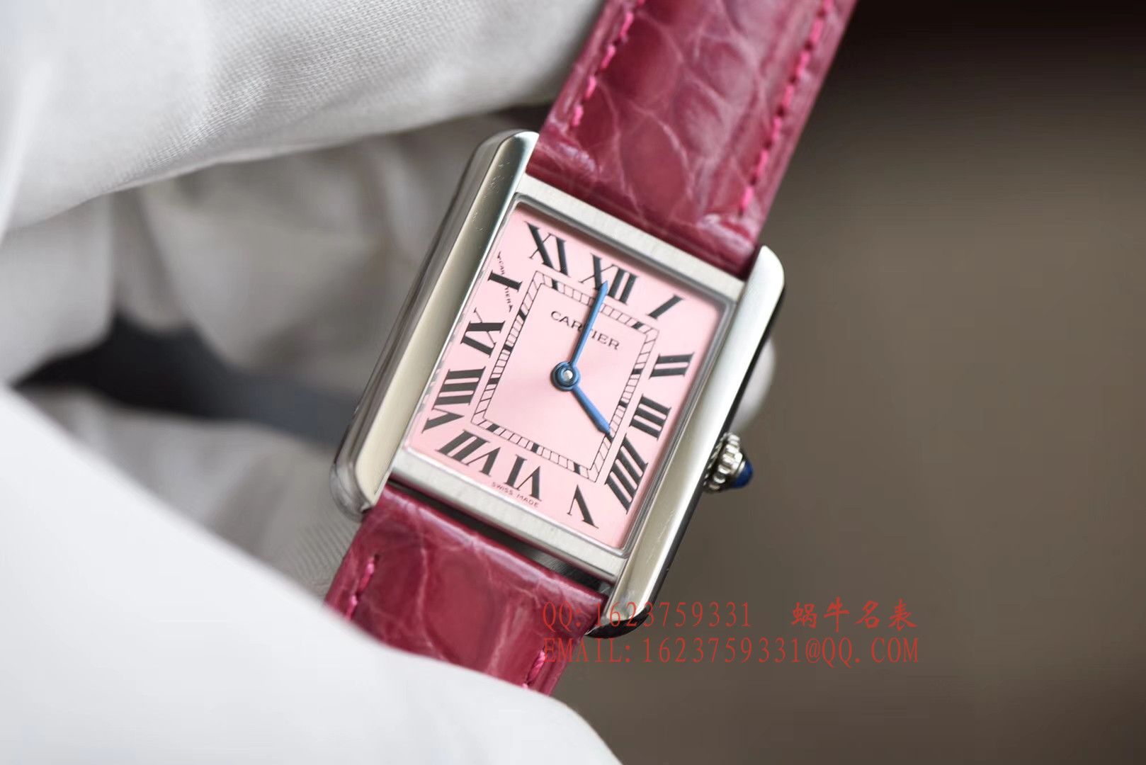 【独家视频测评K11 Factory  Perfect  High quality  Replica Watches 】 Cartier  坦克系列 W5200000 粉色女士石英 wrist watches  / KAD008