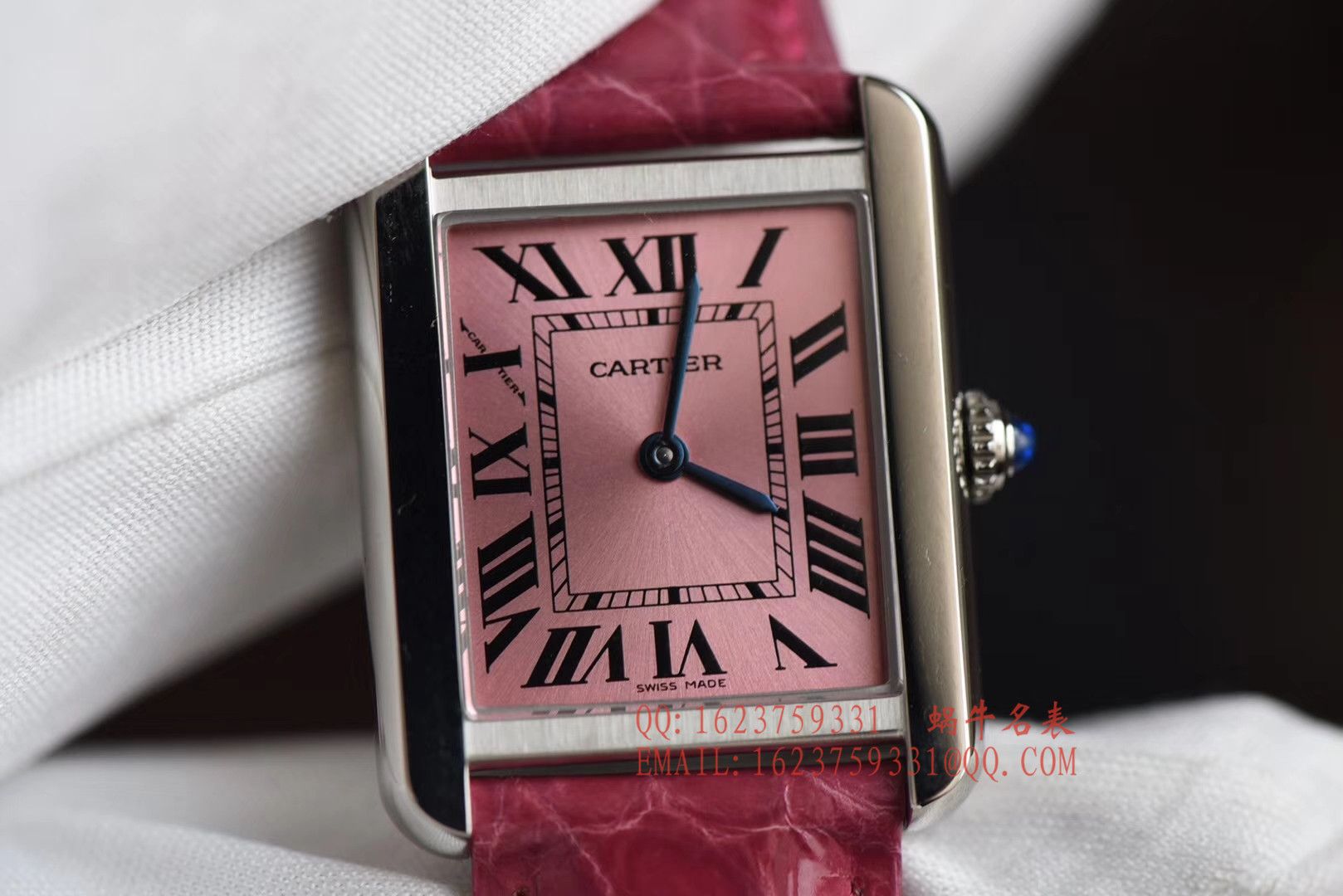 【独家视频测评K11 Factory  Perfect  High quality  Replica Watches 】 Cartier  坦克系列 W5200000 粉色女士石英 wrist watches  / KAD008