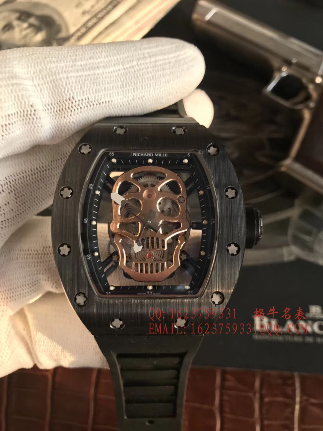 【KV Factory  Perfect  High quality  Replica Watches 】RICHARD MILLE 男士系列RM 52-01潘玮柏同款金色骷髅头 wrist watches  / RM 52-01