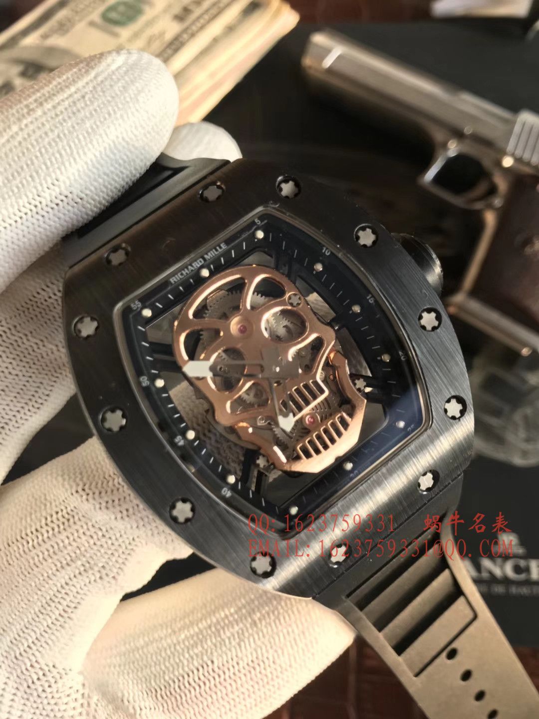 【KV Factory  Perfect  High quality  Replica Watches 】RICHARD MILLE 男士系列RM 52-01潘玮柏同款金色骷髅头 wrist watches  / RM 52-01
