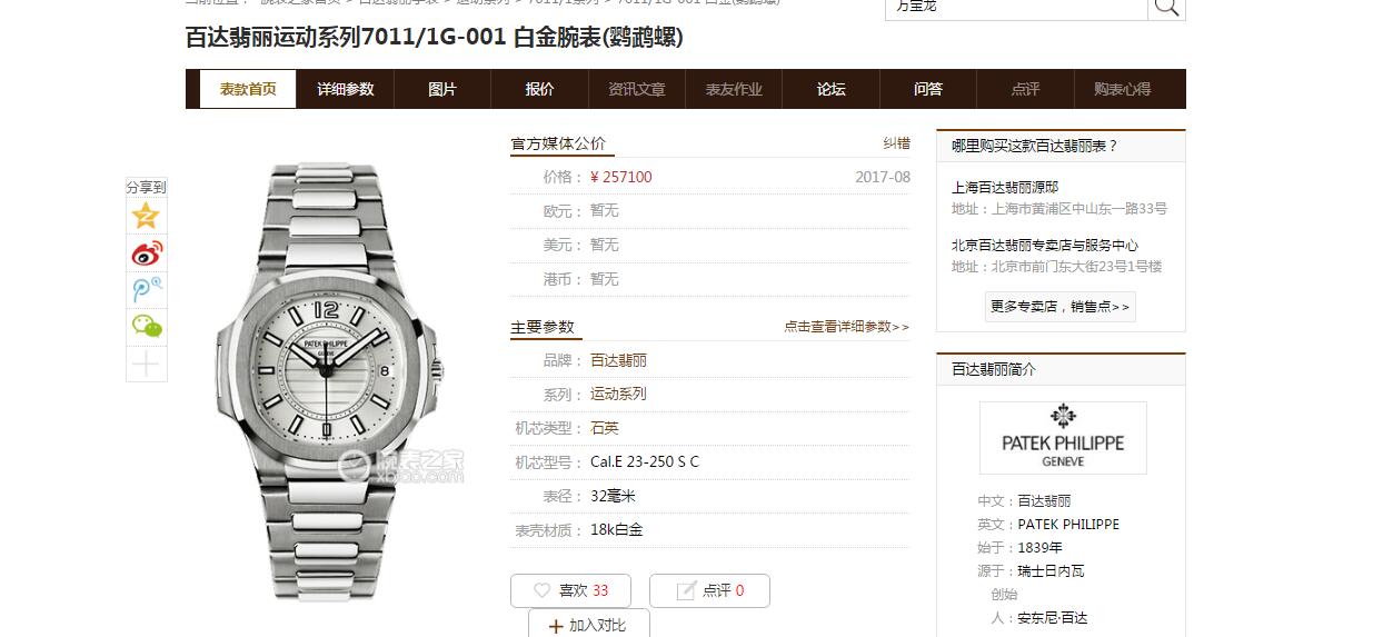 【JJ Perfect  High quality  Replica Watches 】 PATEK PHILIPPE 运动系列7011/1G-001 、7011/1G-010白金 wrist watches 、7011/1R-010 、7011/1R-001玫瑰金女士 wrist watches ( Nautilus ) / BD220