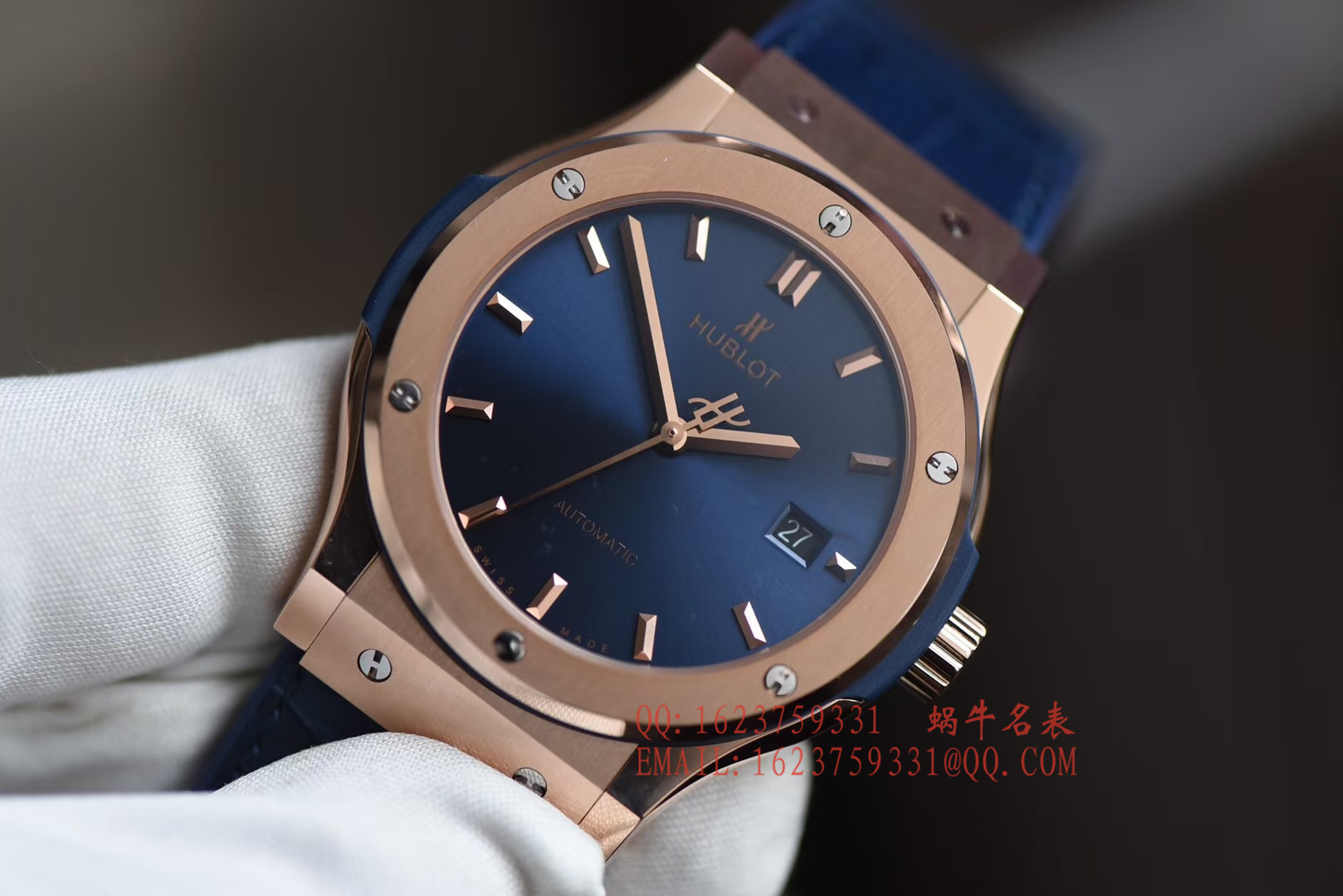 【JJ Perfect  High quality  Replica 手 表】  Hublot 经典融合系列 hublot classic fusion  kinggold金壳蓝面 / YB053