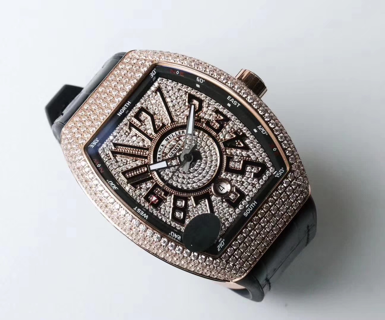 【FM Perfect  High quality  Replica Watches 】 Franck Muller VANGUARD系列Vanguard Lady 白金钻石腕錶 wrist watches  