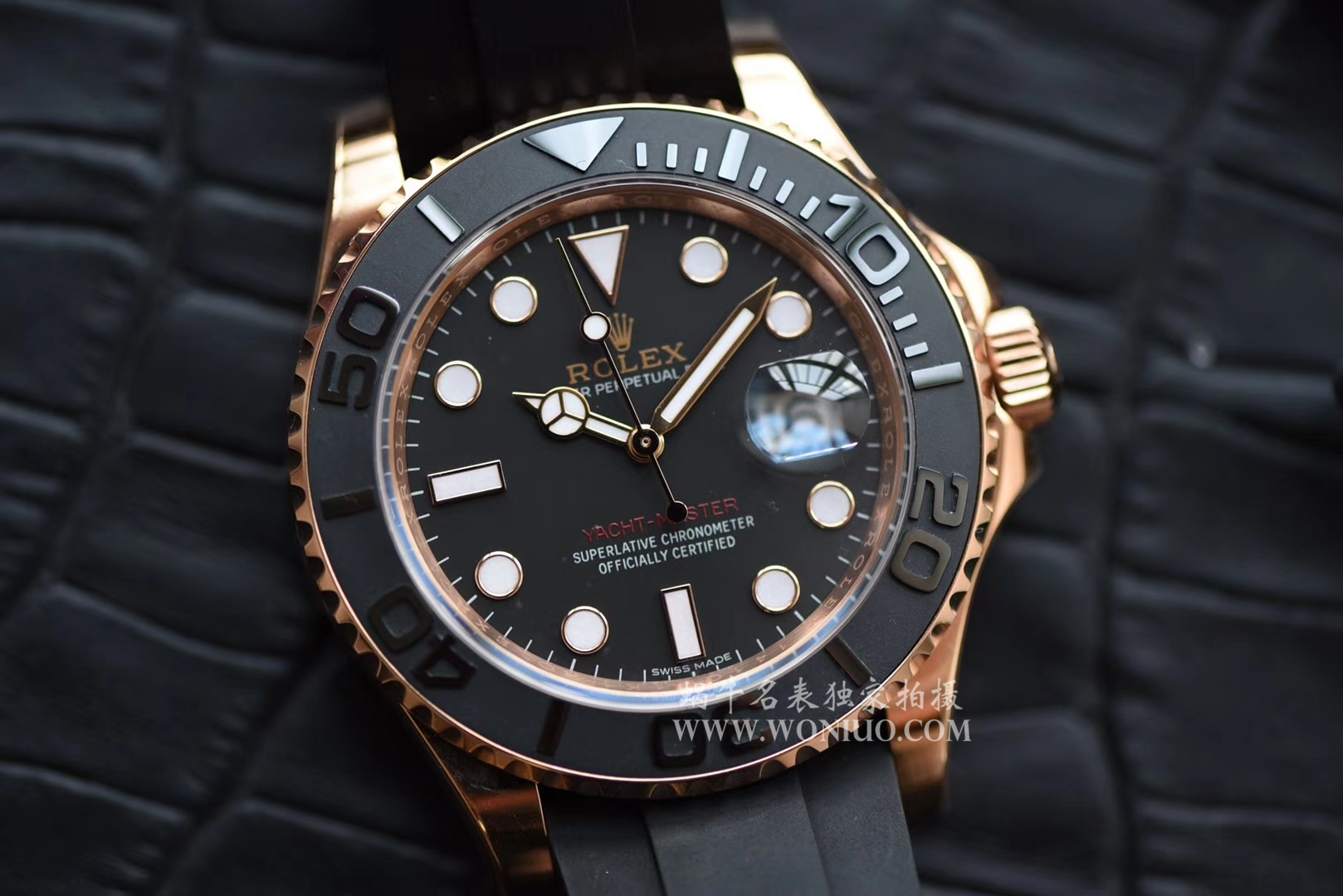 【独家视频测评NOOB Factory 1:1 Replica Watches 】 Rolex  Yacht-Master 系列116655-Oysterflex bracelet金壳 wrist watches   / RBC018