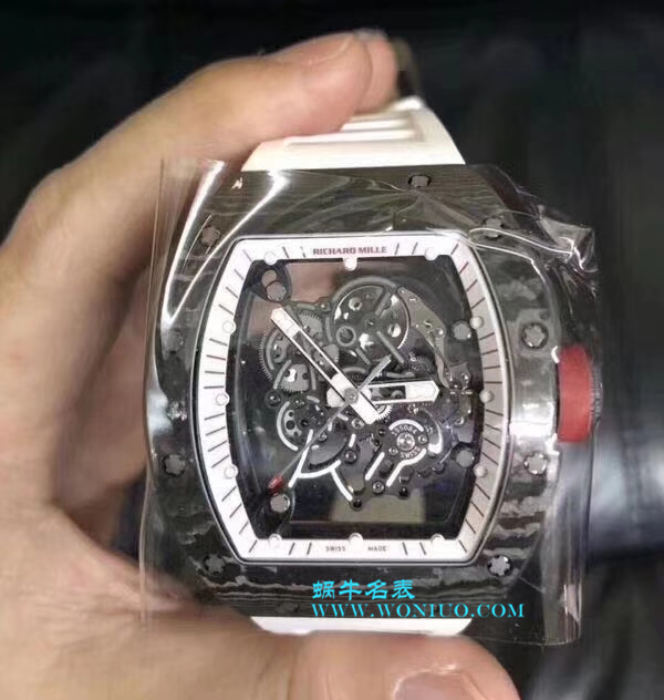 【KV Perfect  High quality  Replica Watches 】RICHARD MILLE RICHARD MILLE男士系列RM 055 carbon fiber 白色橡胶带新款 / RM 055C