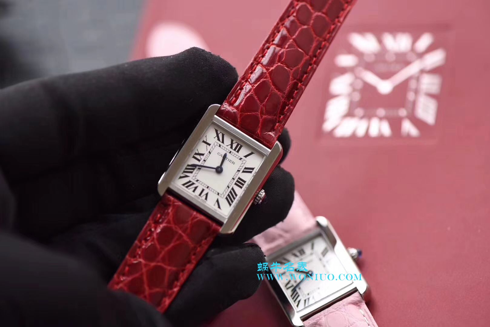 【独家视频测评K11 Factory  Perfect  High quality  Replica Watches 】 Cartier  坦克系列 W5200000 粉色女士石英 wrist watches  / KAD008