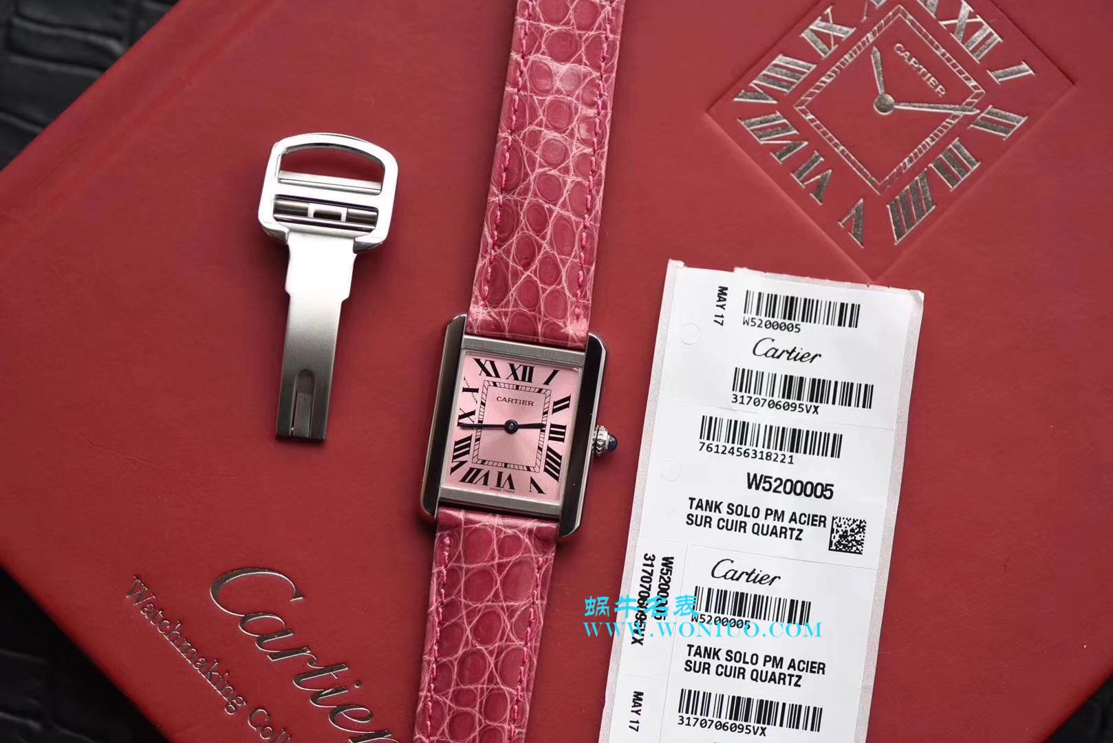 【独家视频测评K11 Factory  Perfect  High quality  Replica Watches 】 Cartier  坦克系列 W5200000 粉色女士石英 wrist watches  / KAD008