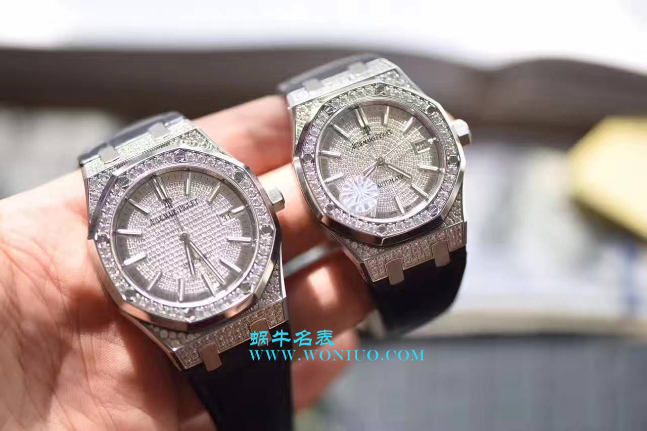 【 Video analysis JF Factory 1:1 top  Replica Copy  Watches 】Audemars Piguet 满天星皇家橡树系列15452BC.ZZ.D019CR.01，15402OR.ZZ.D003CR.01男女通用满钻 wrist watches  / AP108
