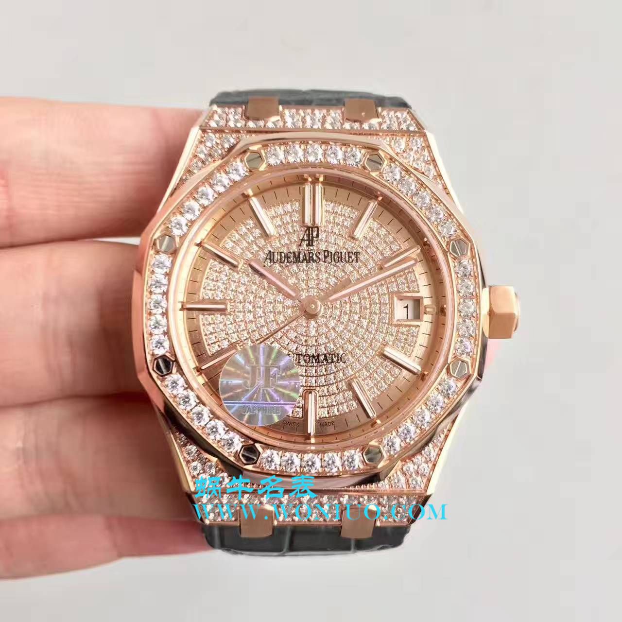 【 Video analysis JF Factory 1:1 top  Replica Copy  Watches 】Audemars Piguet 满天星皇家橡树系列15452BC.ZZ.D019CR.01，15402OR.ZZ.D003CR.01男女通用满钻 wrist watches  / AP108