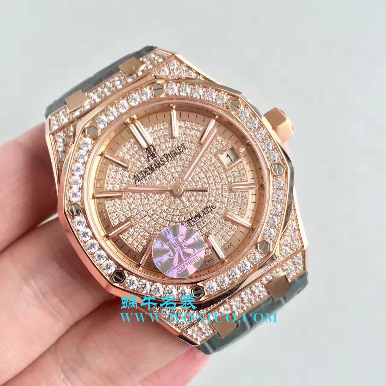 【 Video analysis JF Factory 1:1 top  Replica Copy  Watches 】Audemars Piguet 满天星皇家橡树系列15452BC.ZZ.D019CR.01，15402OR.ZZ.D003CR.01男女通用满钻 wrist watches  / AP108