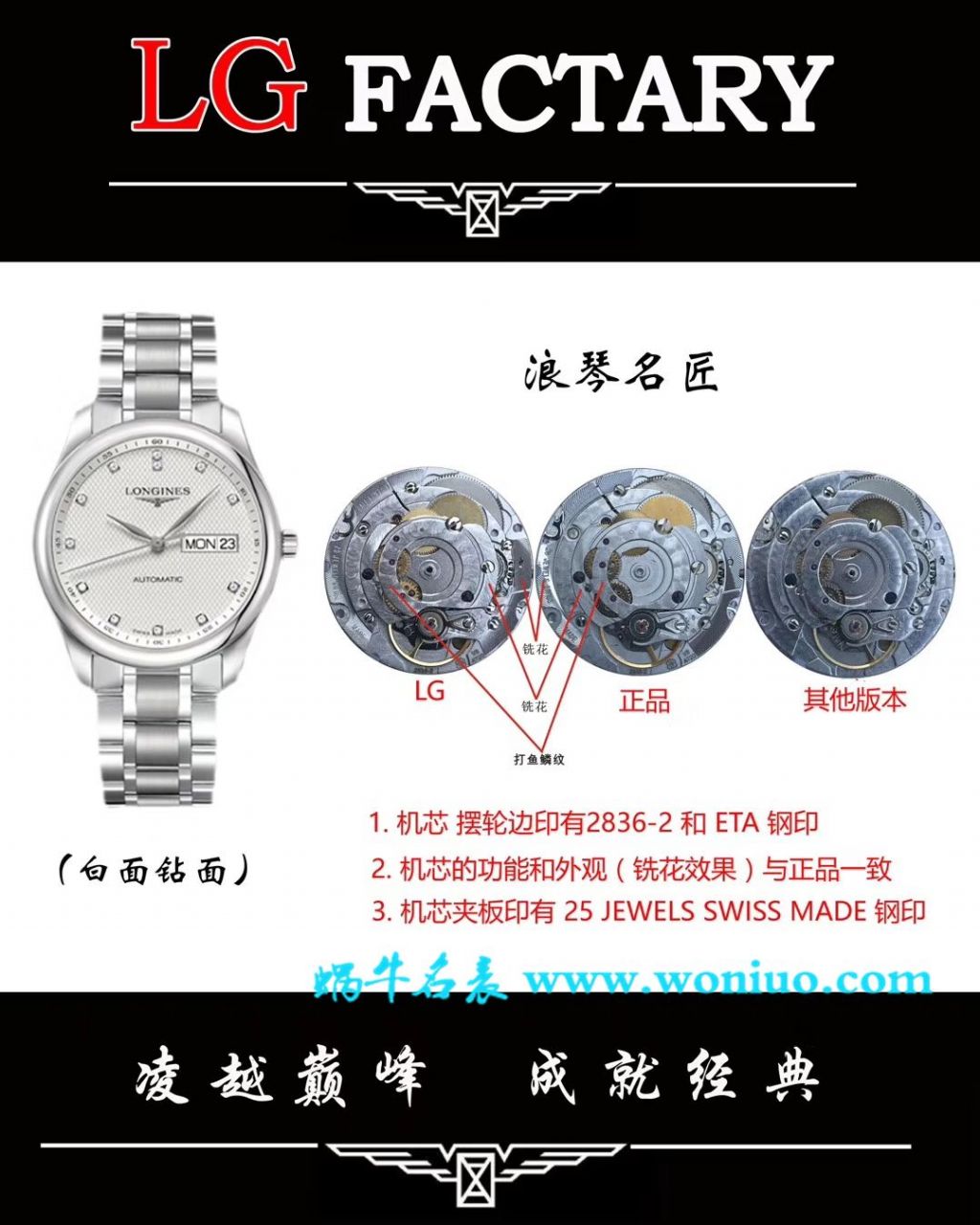 【LG Perfect  High quality  Replica Watches 】 Longines 名匠系列L2.755.5.77.7 wrist watches  / L101