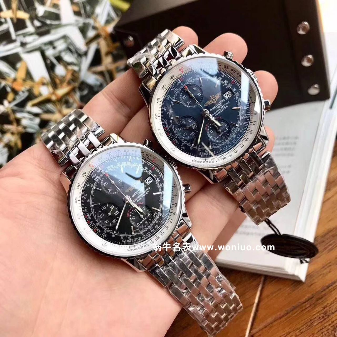 款堪称百年经典！ Breitling 航空计时原单货蓝面+黑面+皮带+钢带A1332412|C942|451A / BL083