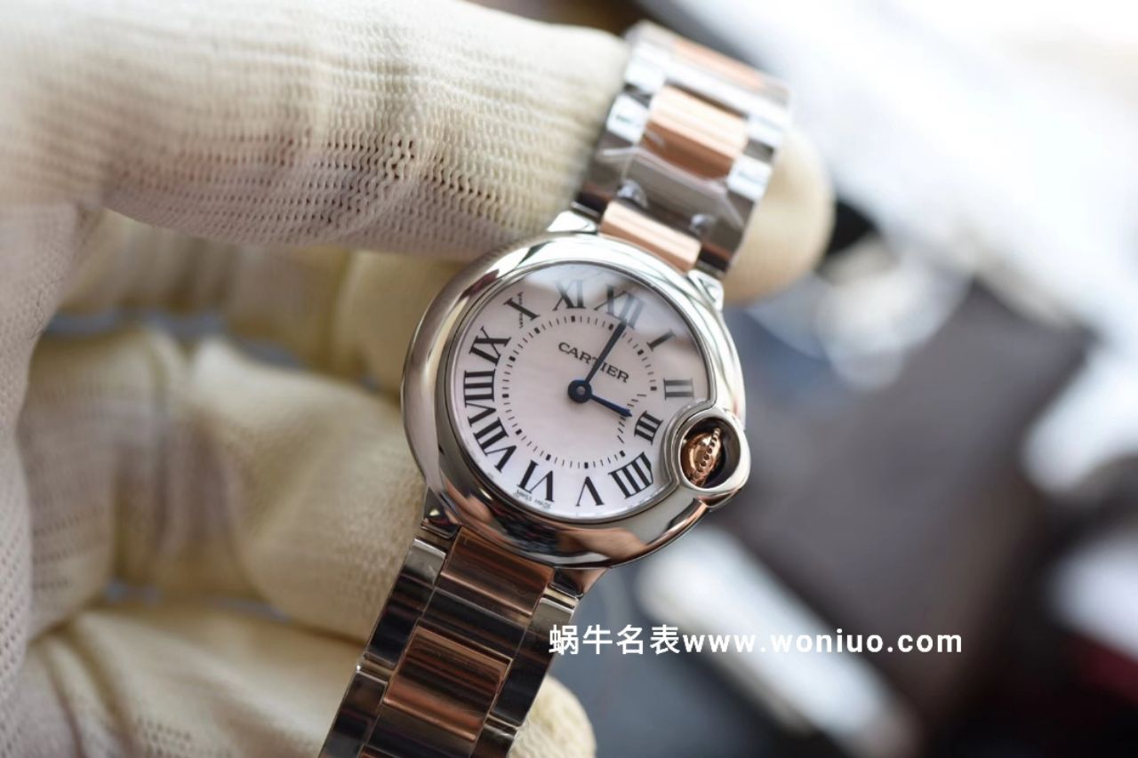 V6 Factory  Cartier  新品蓝气球 28mm间玫瑰金 天然贝母表面 女士石英 wrist watches  / K152