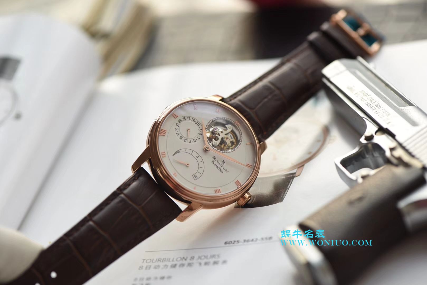 【JB Perfect  High quality  Replica Watches 】Blancpain 经典系列6025-3642-55B Tourbillon  wrist watches  / BP042