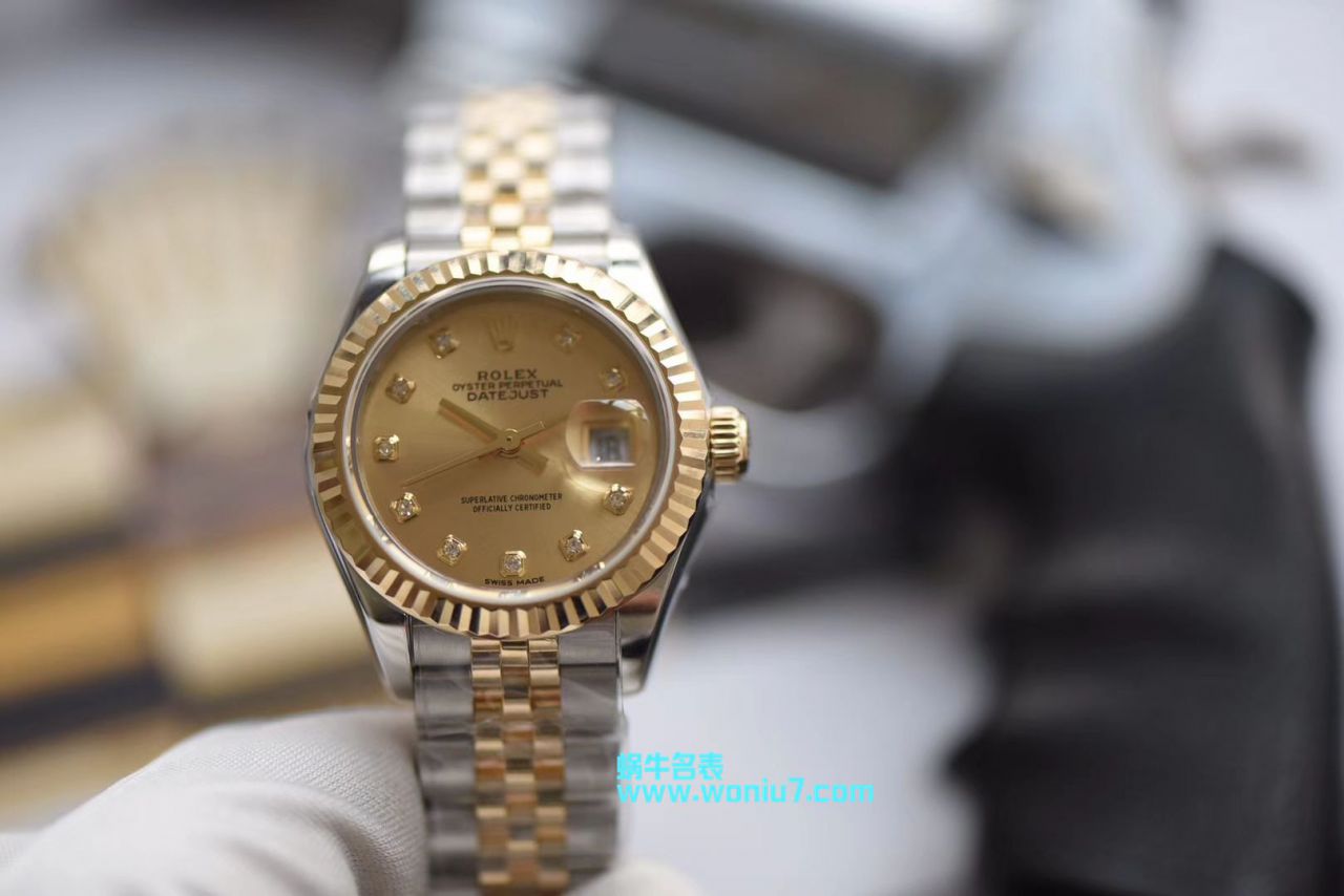 【包金款】 Rolex 女装  Datejust  Replica Copy 179173（条钉）279173（钻钉）香槟色 wrist watches  / R250
