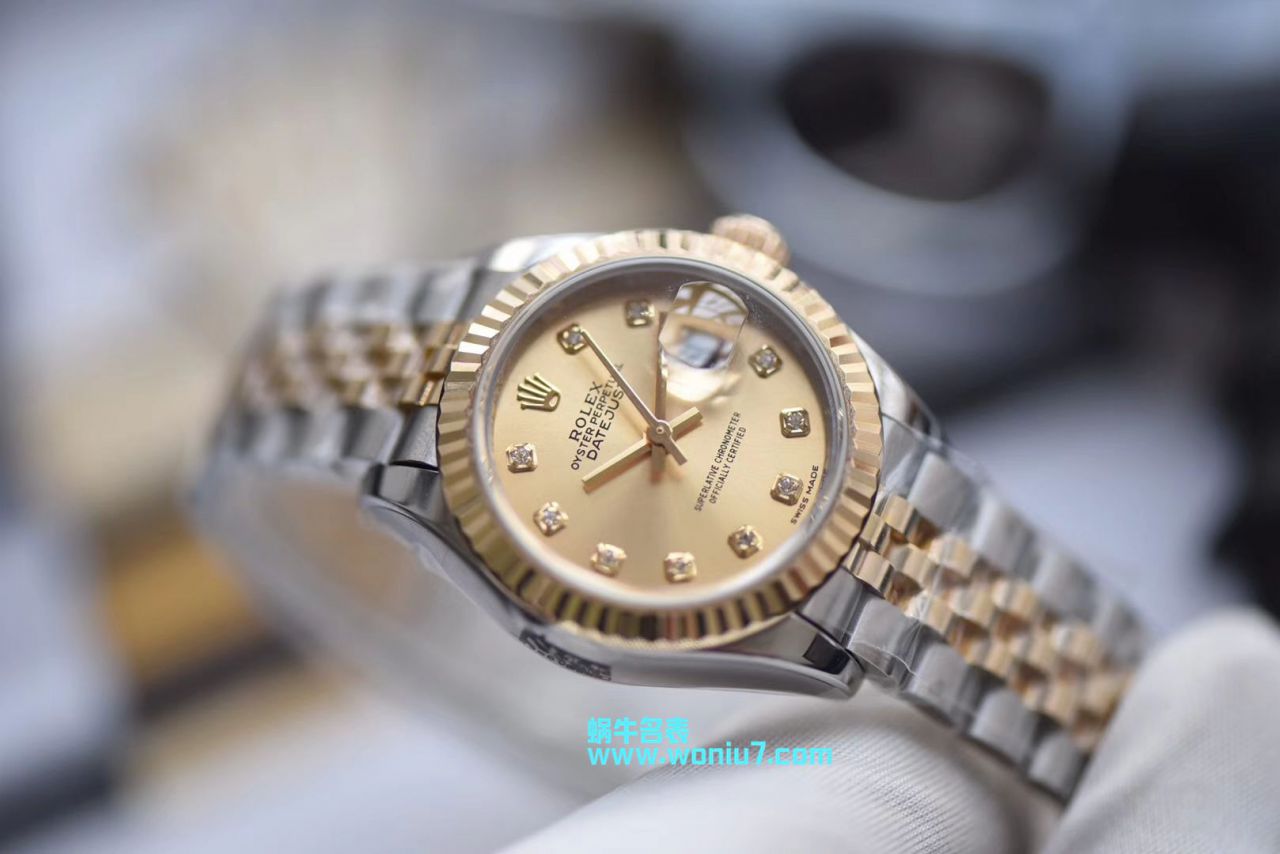 【包金款】 Rolex 女装  Datejust  Replica Copy 179173（条钉）279173（钻钉）香槟色 wrist watches  / R250